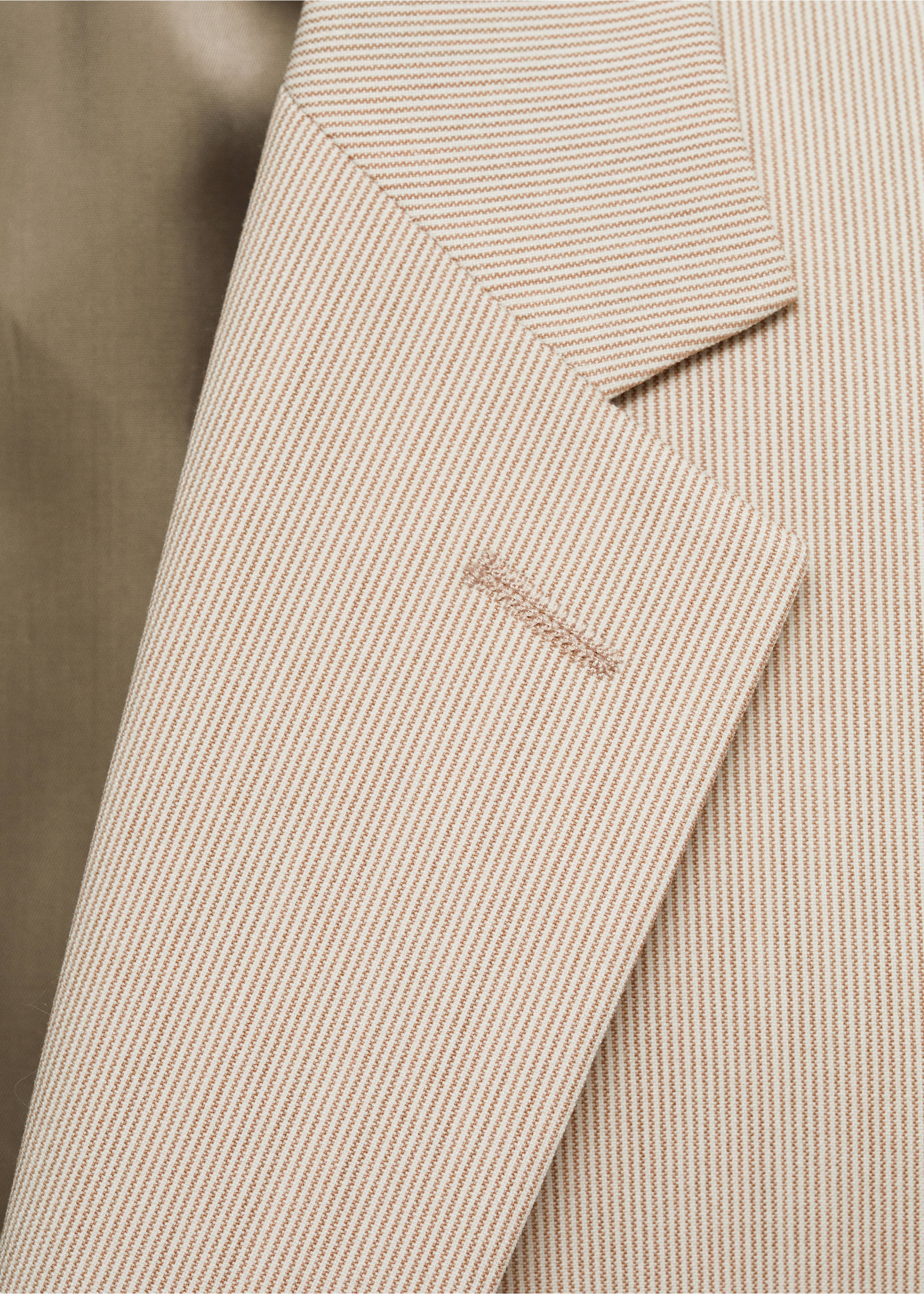 Blazer de fato slim fit de tecido comfort stretch - Pormenor do artigo 8, Bege. Ref: 77020574-00.