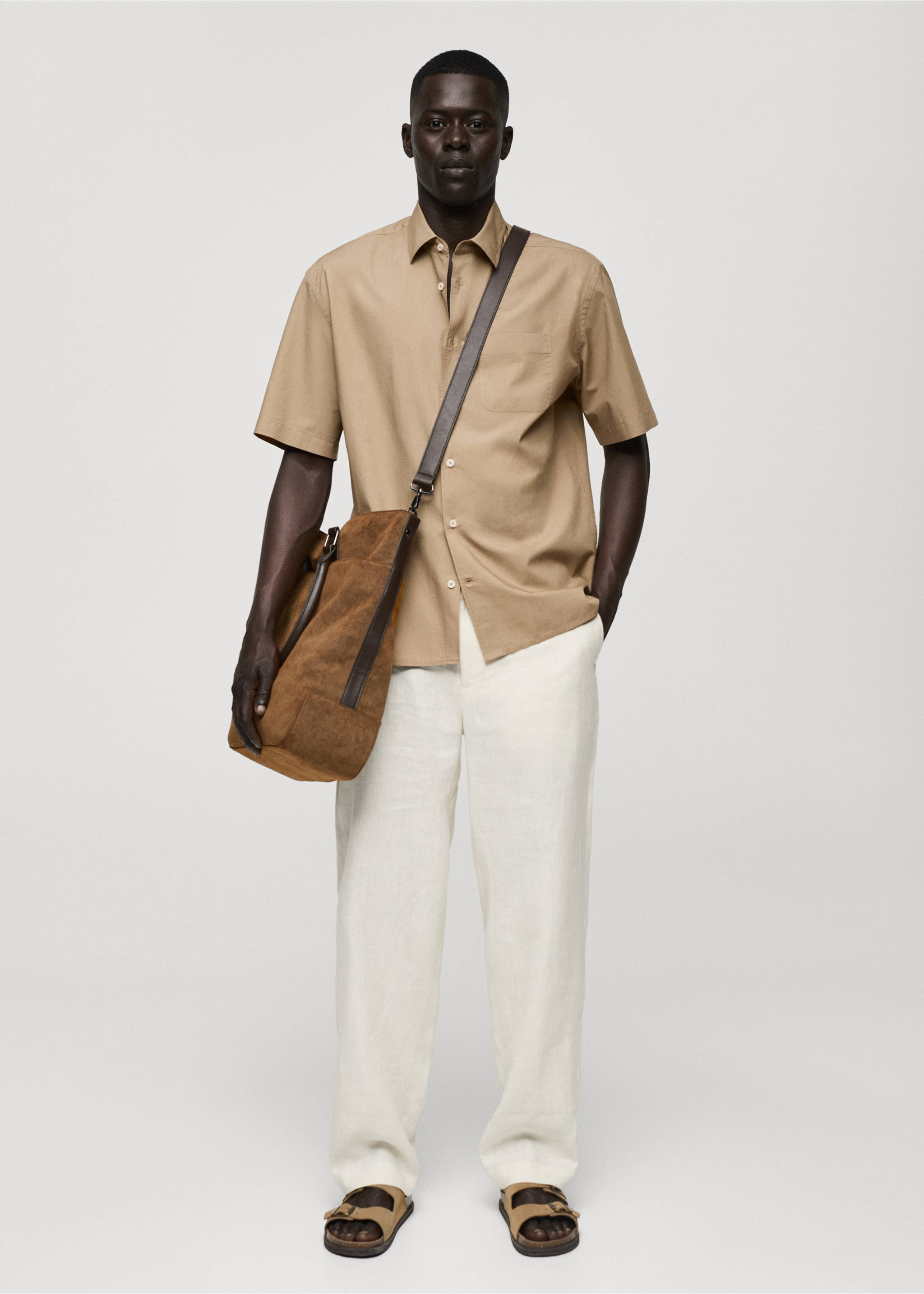 Chemise coton Tencel™ poche - Plan général, Marron moyen. Ref: 77020576-00.