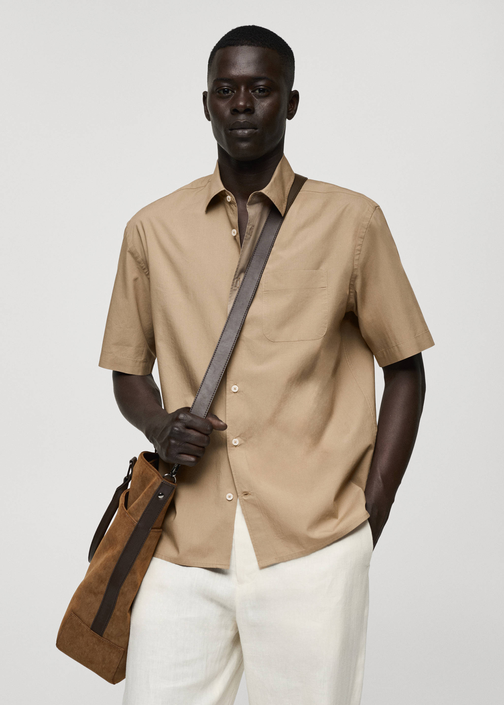 Tencel™ katoenen overhemd met zak - Middenvlak