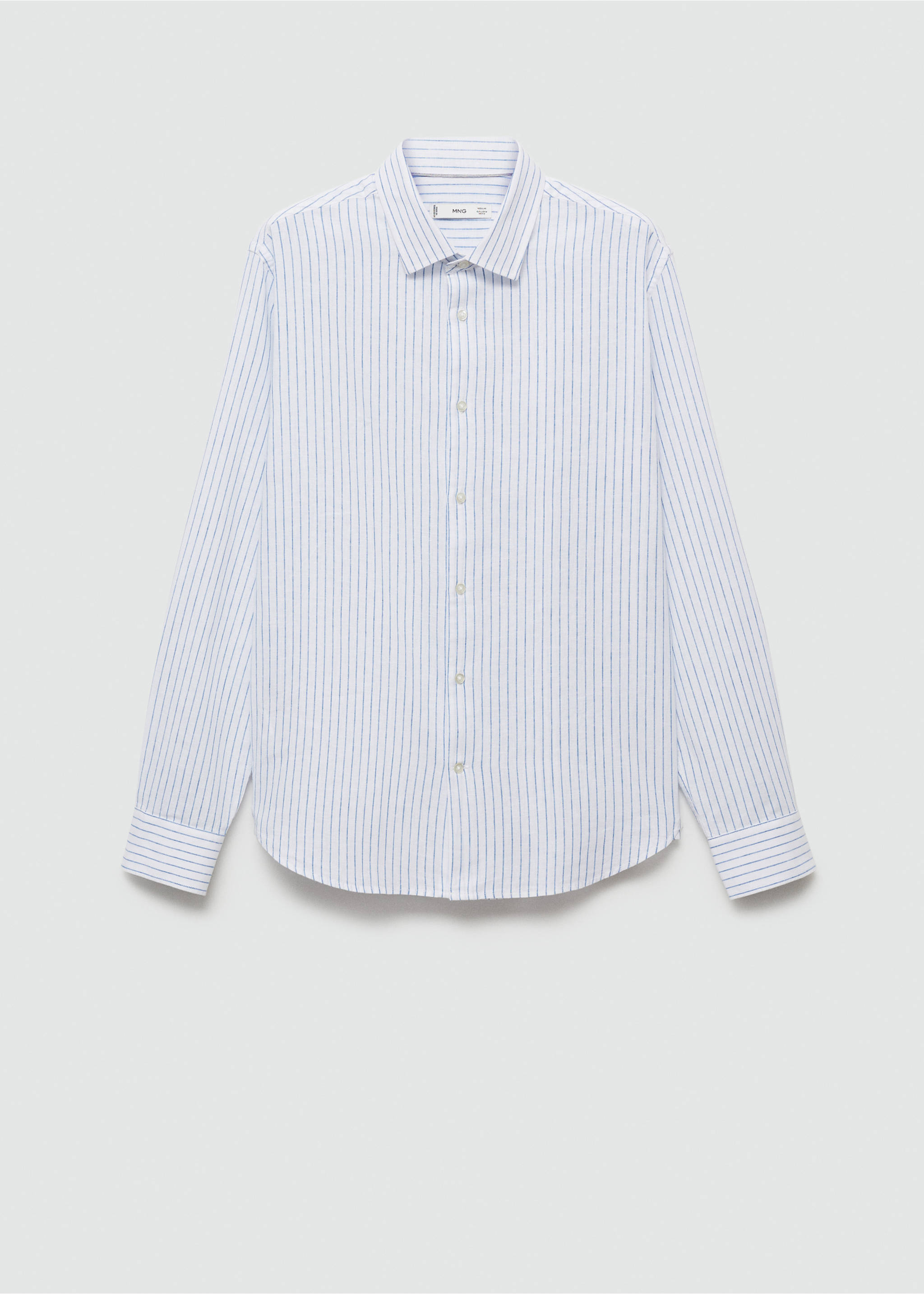 Regular-fit striped cotton-linen shirt - Article without model, White. Ref: 77020579-00.