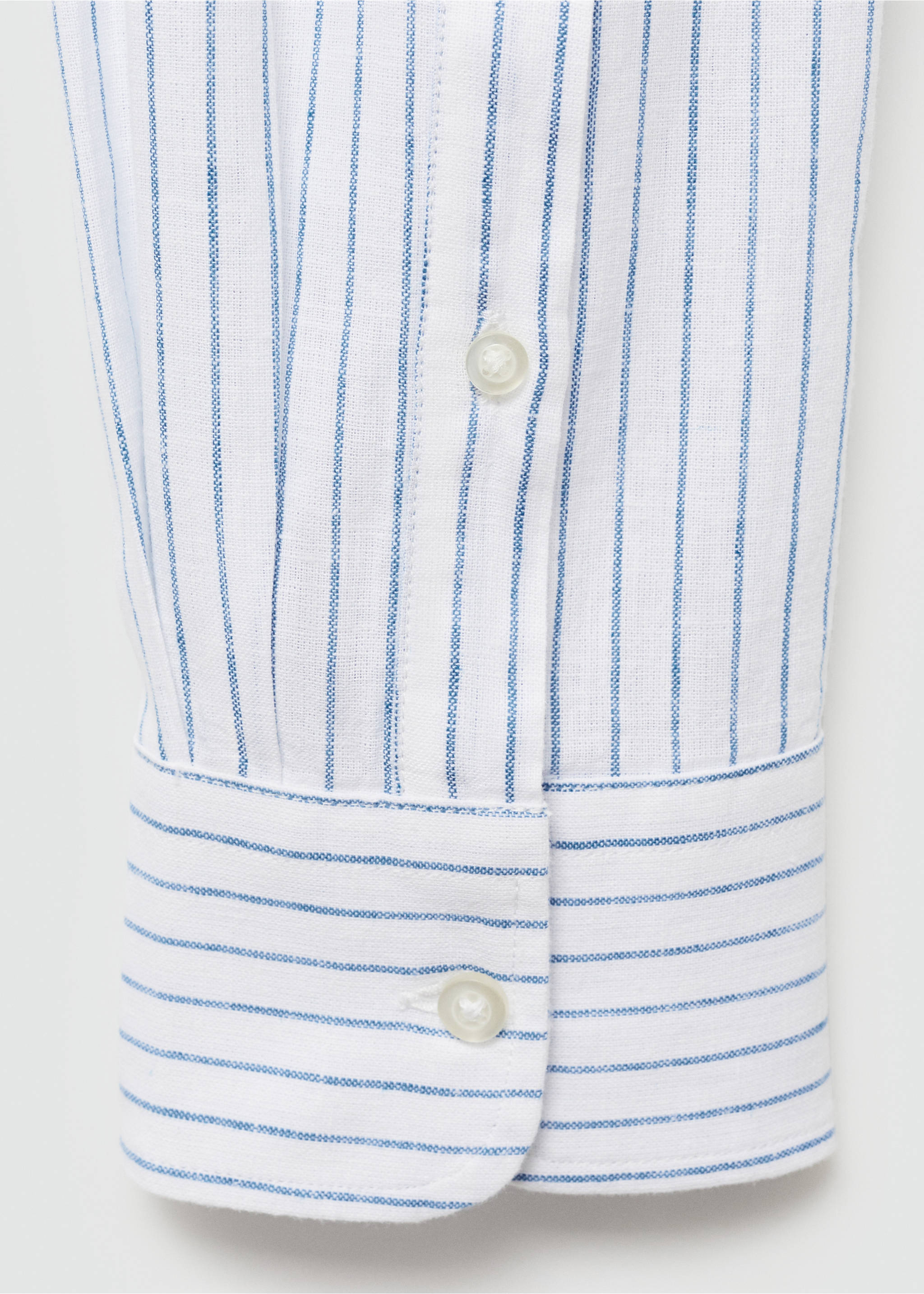 Regular-fit striped cotton-linen shirt - Details of the article 0, White. Ref: 77020579-00.