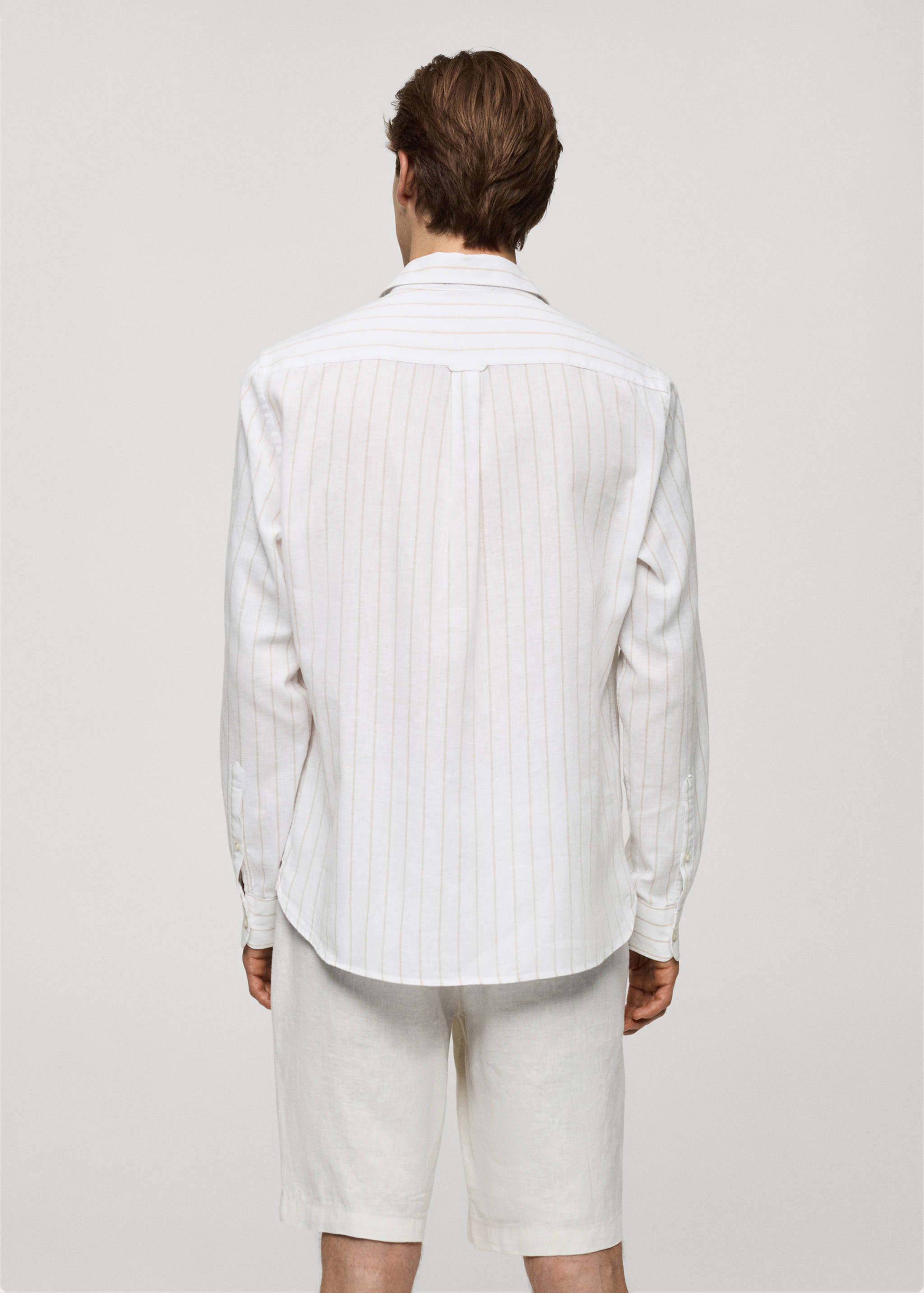 Regular-fit striped cotton-linen shirt - Reverse of the article