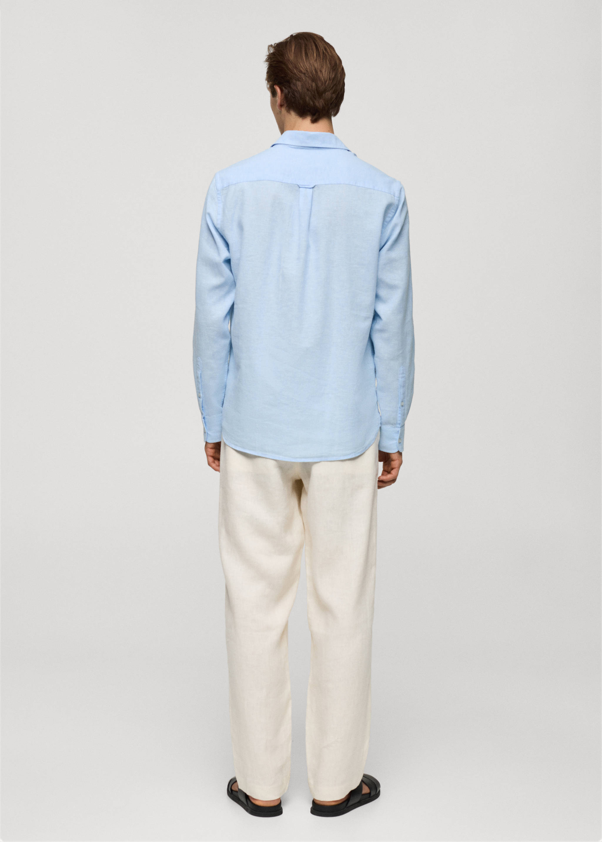 Regular-fit striped cotton-linen shirt - Reverse of the article