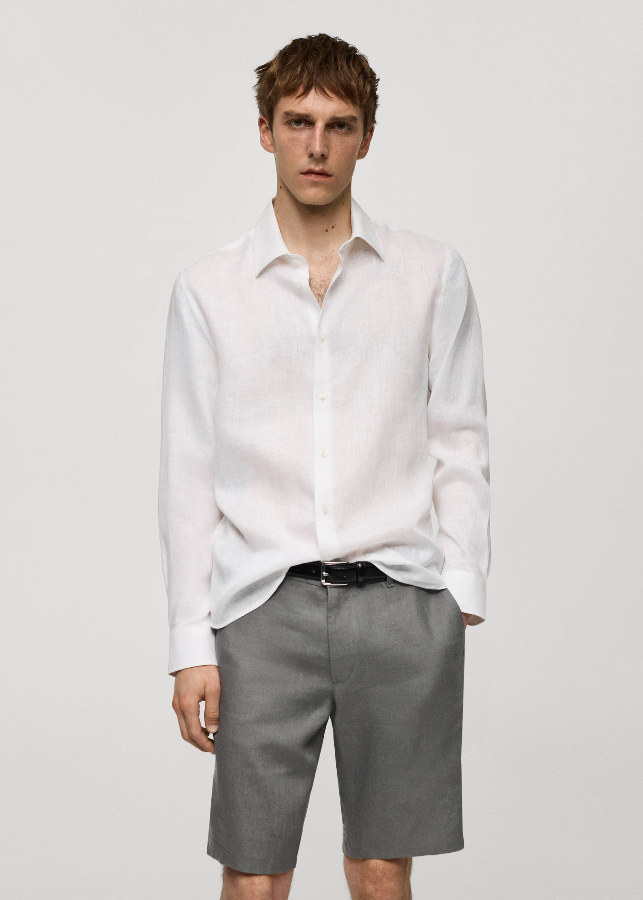 Regular-fit 100% linen shirt - Medium plane