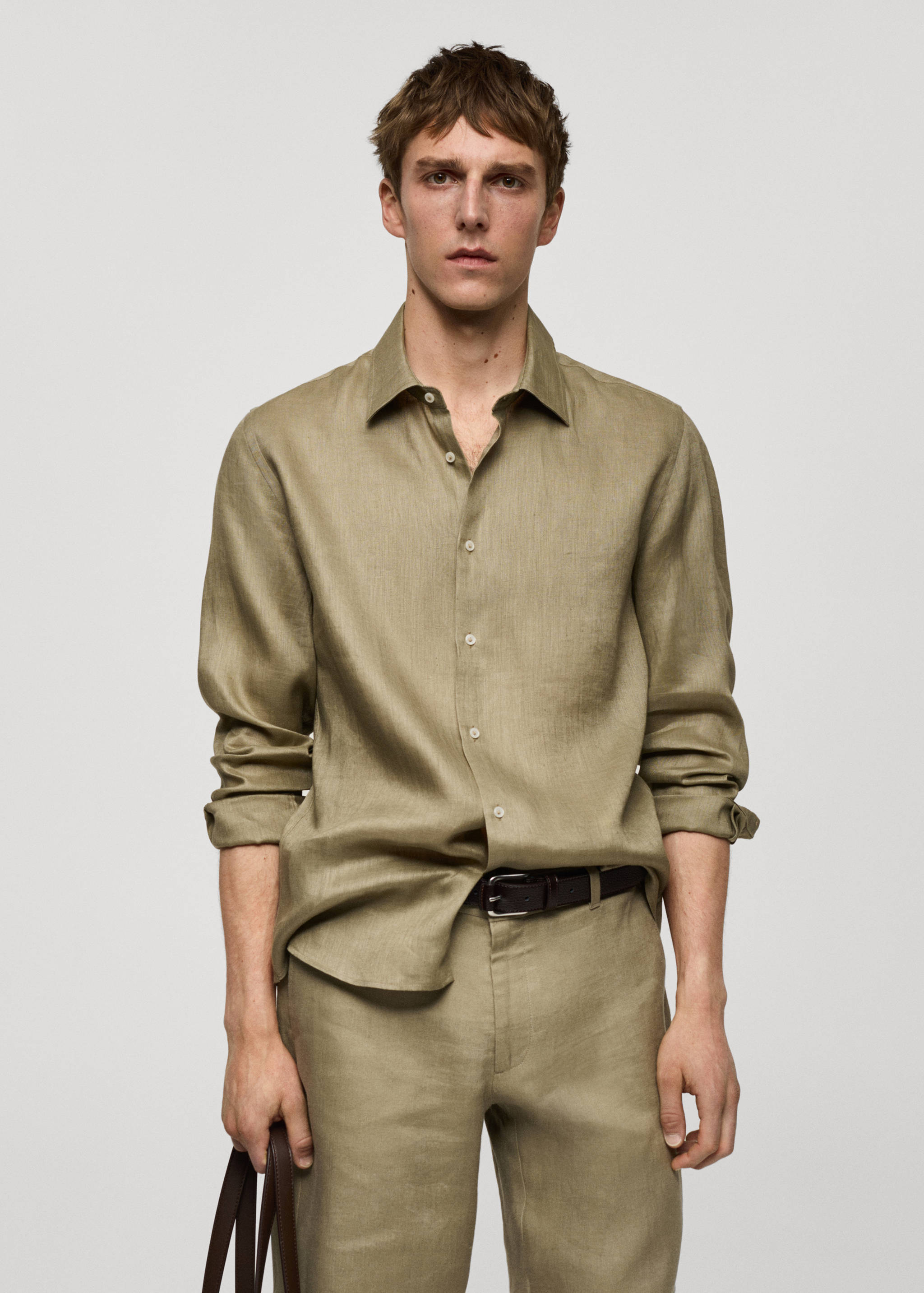 Regular-fit 100% linen shirt - Medium plane