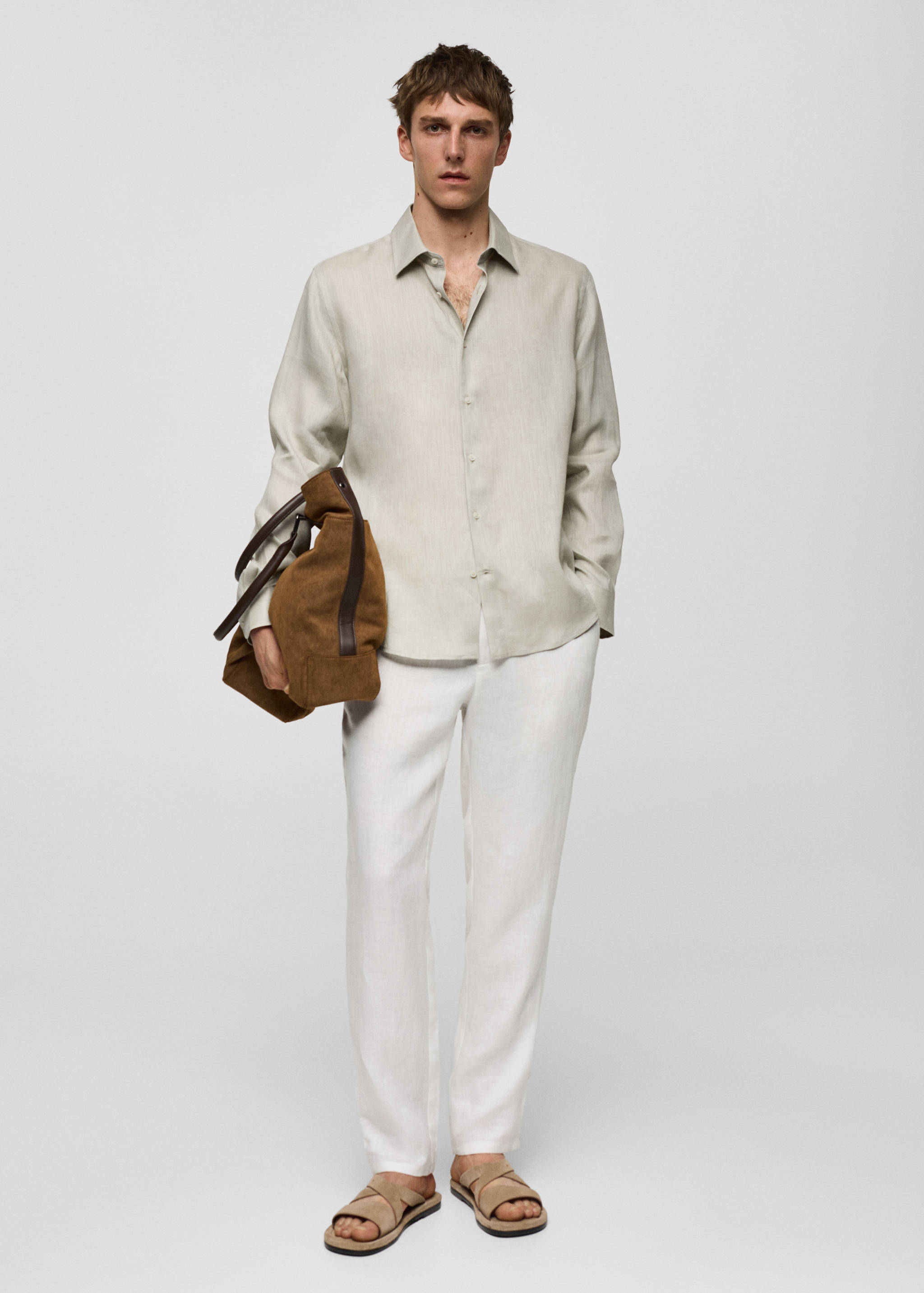 Regular-fit 100% linen shirt - General plane