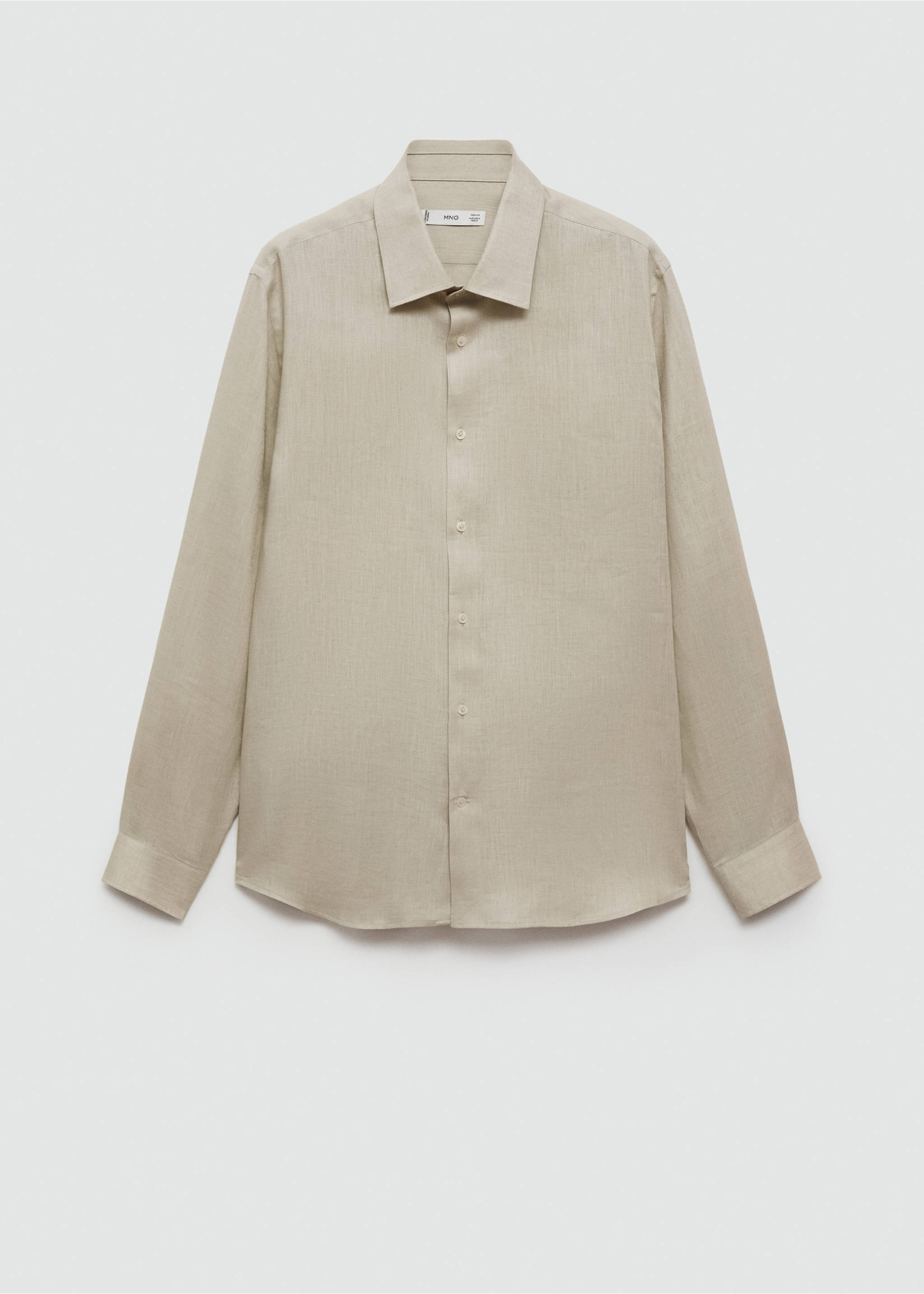 Regular-fit 100% linen shirt - Article without model, Aqua Green. Ref: 77020580-00.