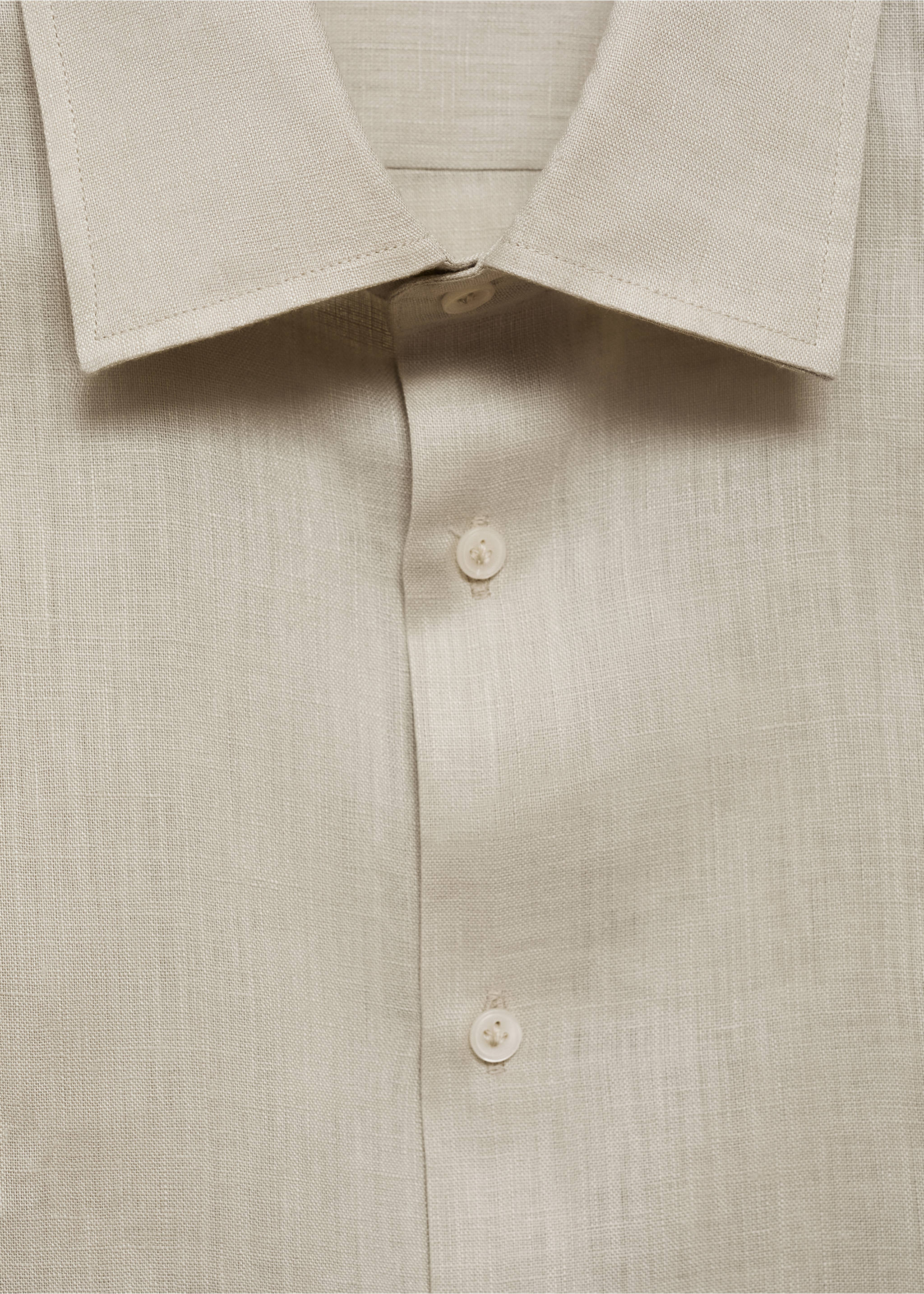 Regular-fit 100% linen shirt - Details of the article 8, Aqua Green. Ref: 77020580-00.