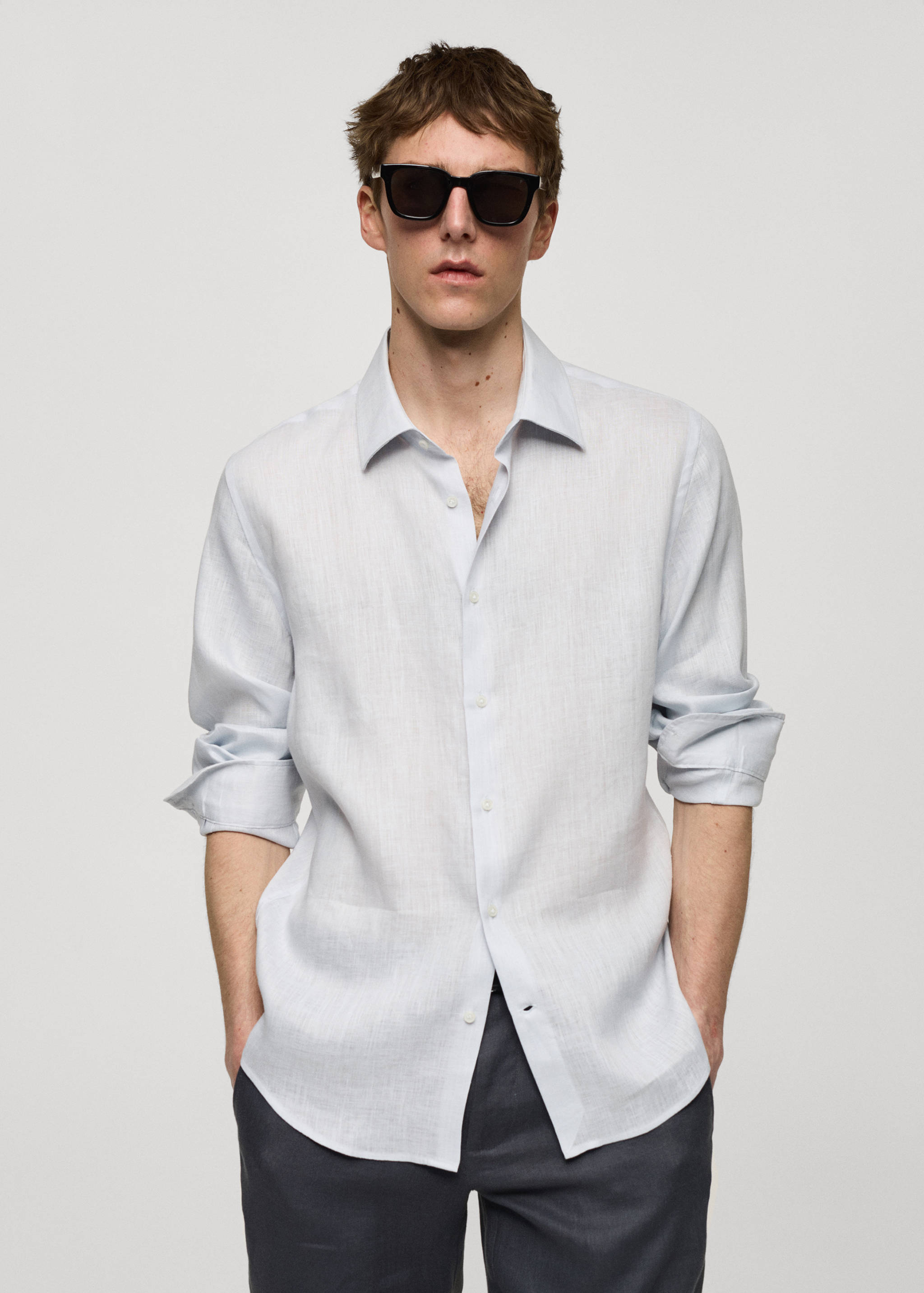 Regular-fit 100% linen shirt - Medium plane