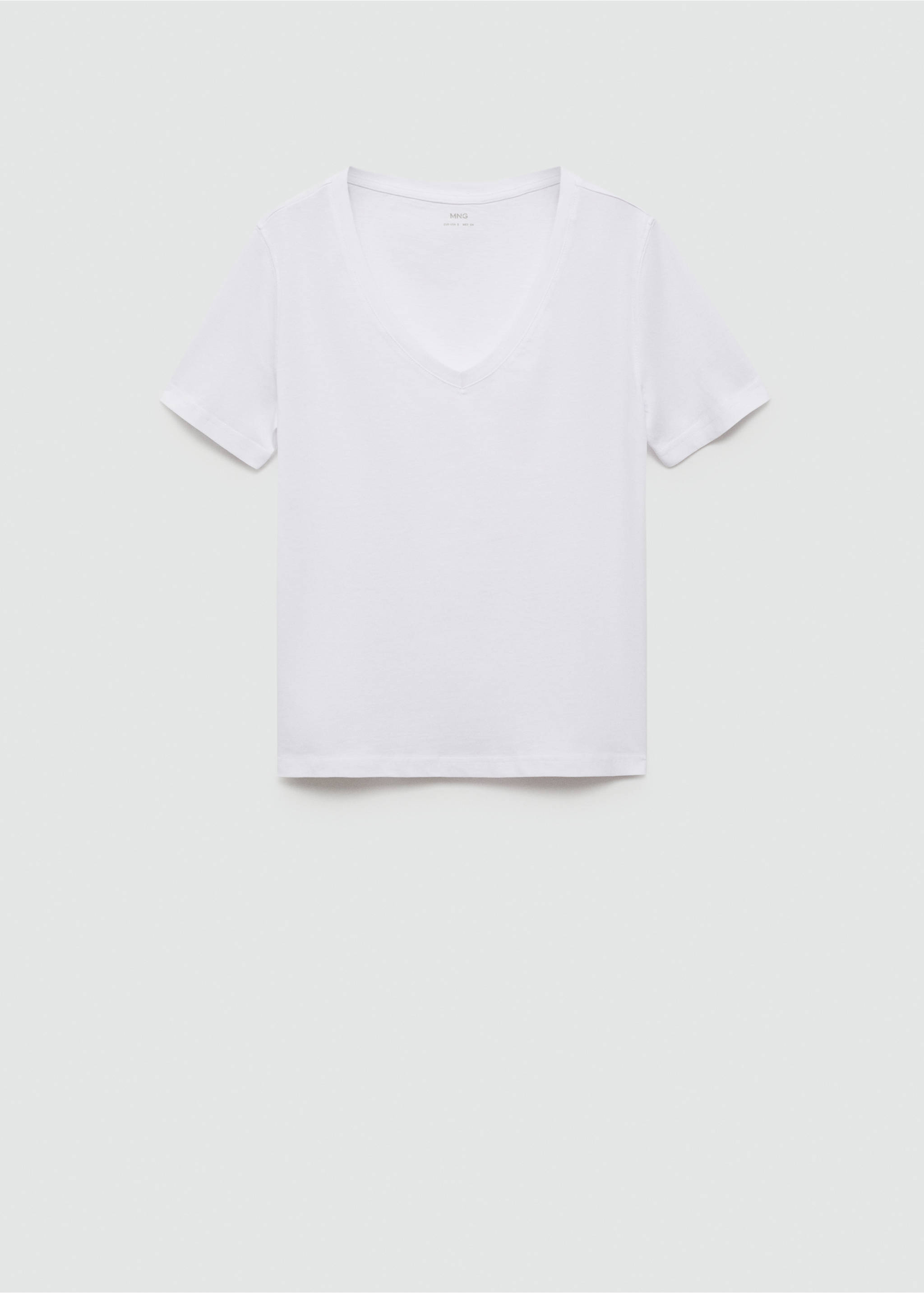 V-neck cotton T-shirt - Article without model, White. Ref: 77020582-00.