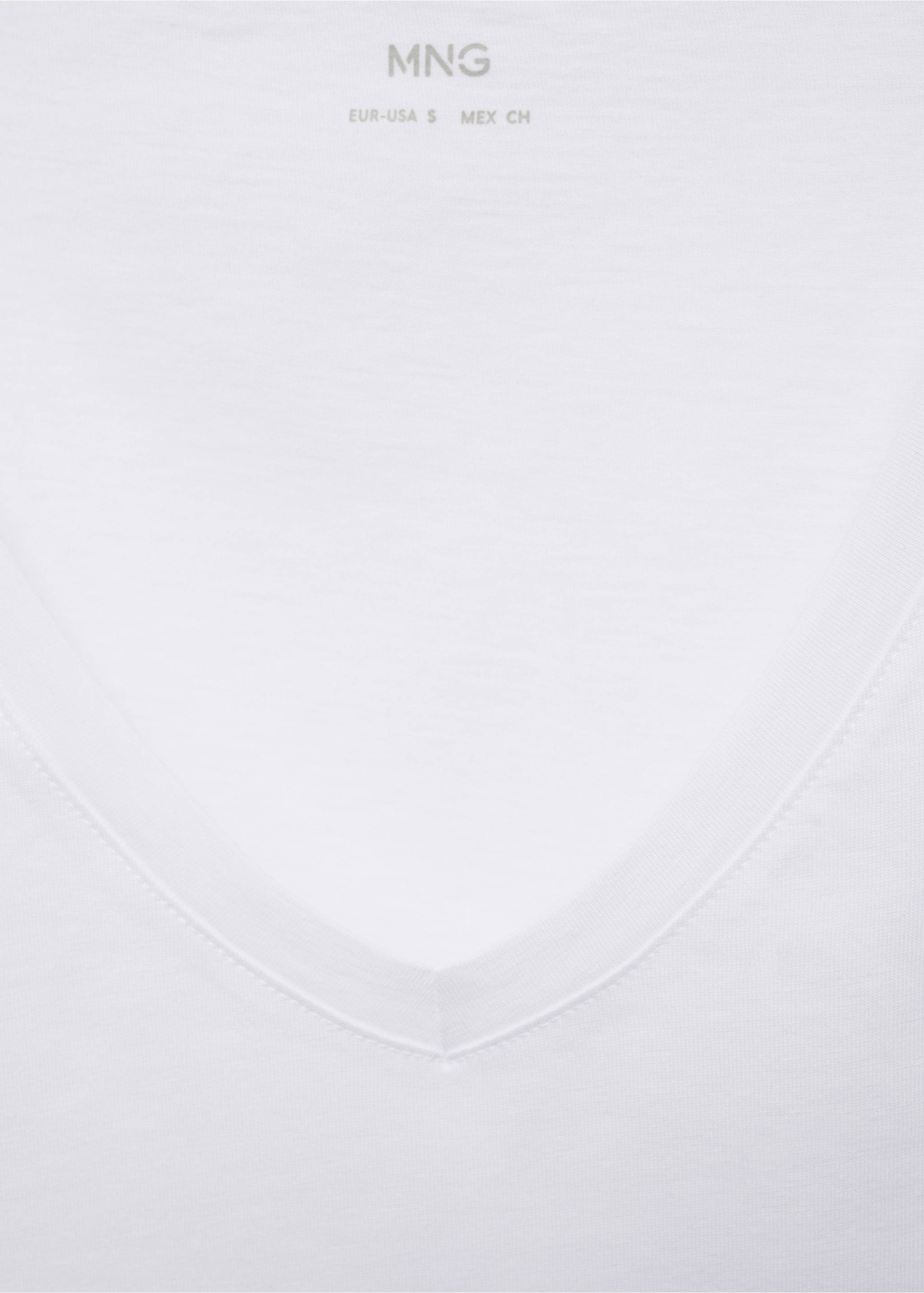 V-neck cotton T-shirt - Details of the article 8, White. Ref: 77020582-00.