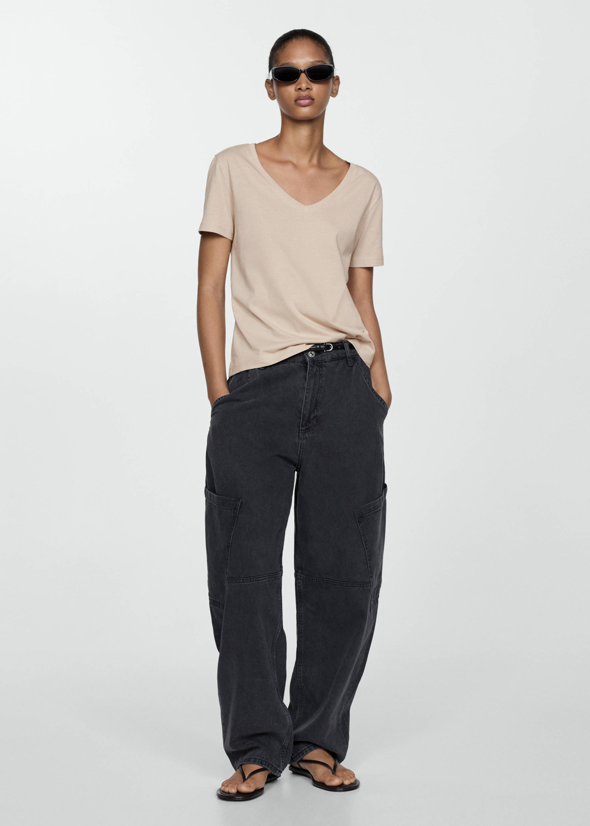 V-neck cotton T-shirt - General plane