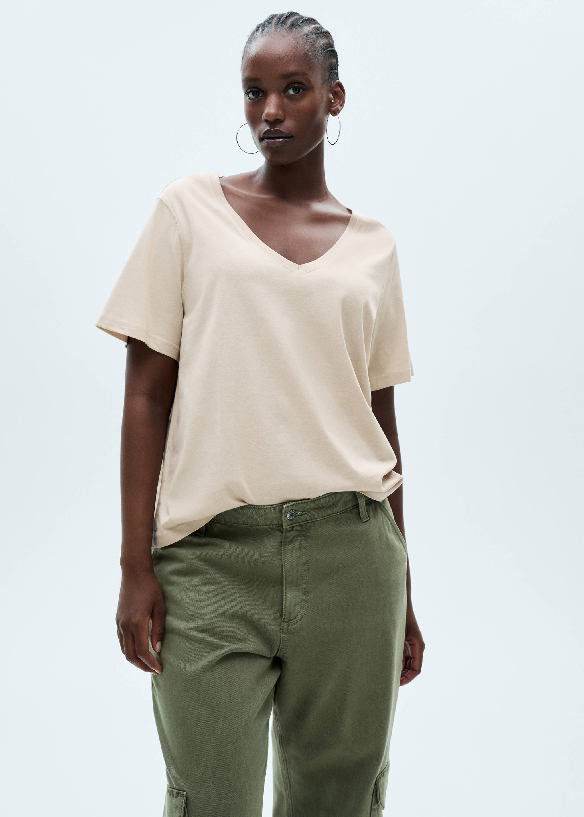 V-neck cotton T-shirt - Details of the article 5