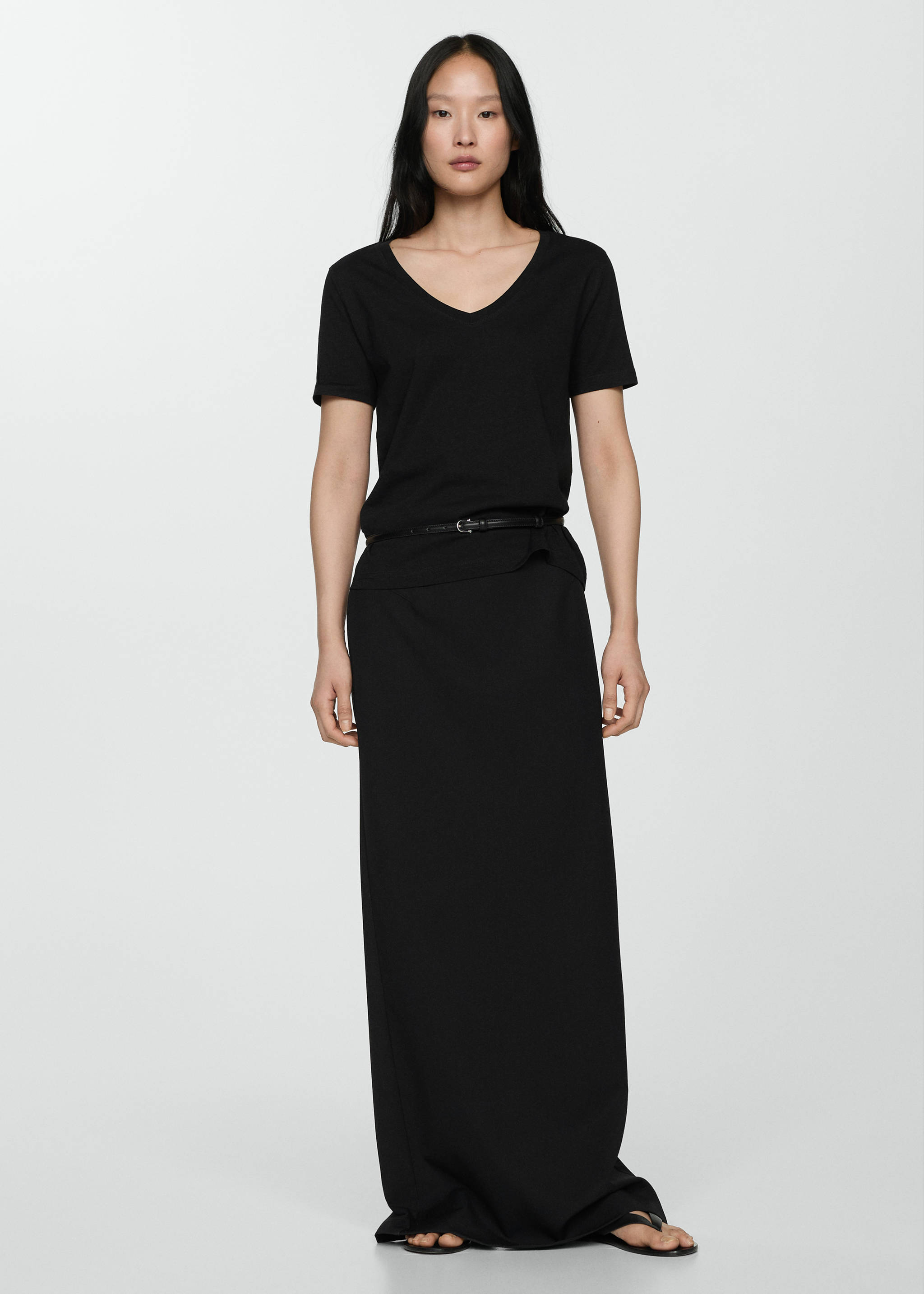 V-neck cotton T-shirt - General plane