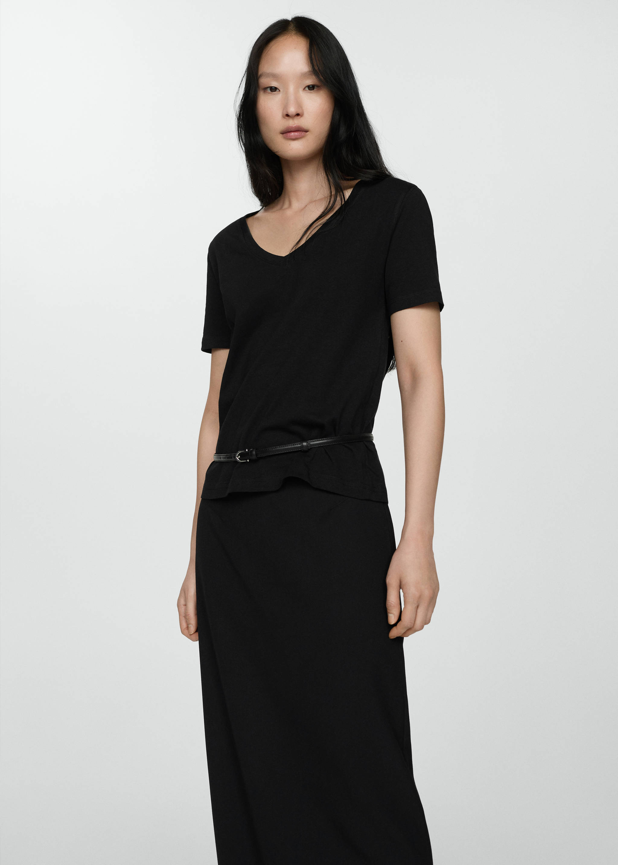 V-neck cotton T-shirt - Medium plane