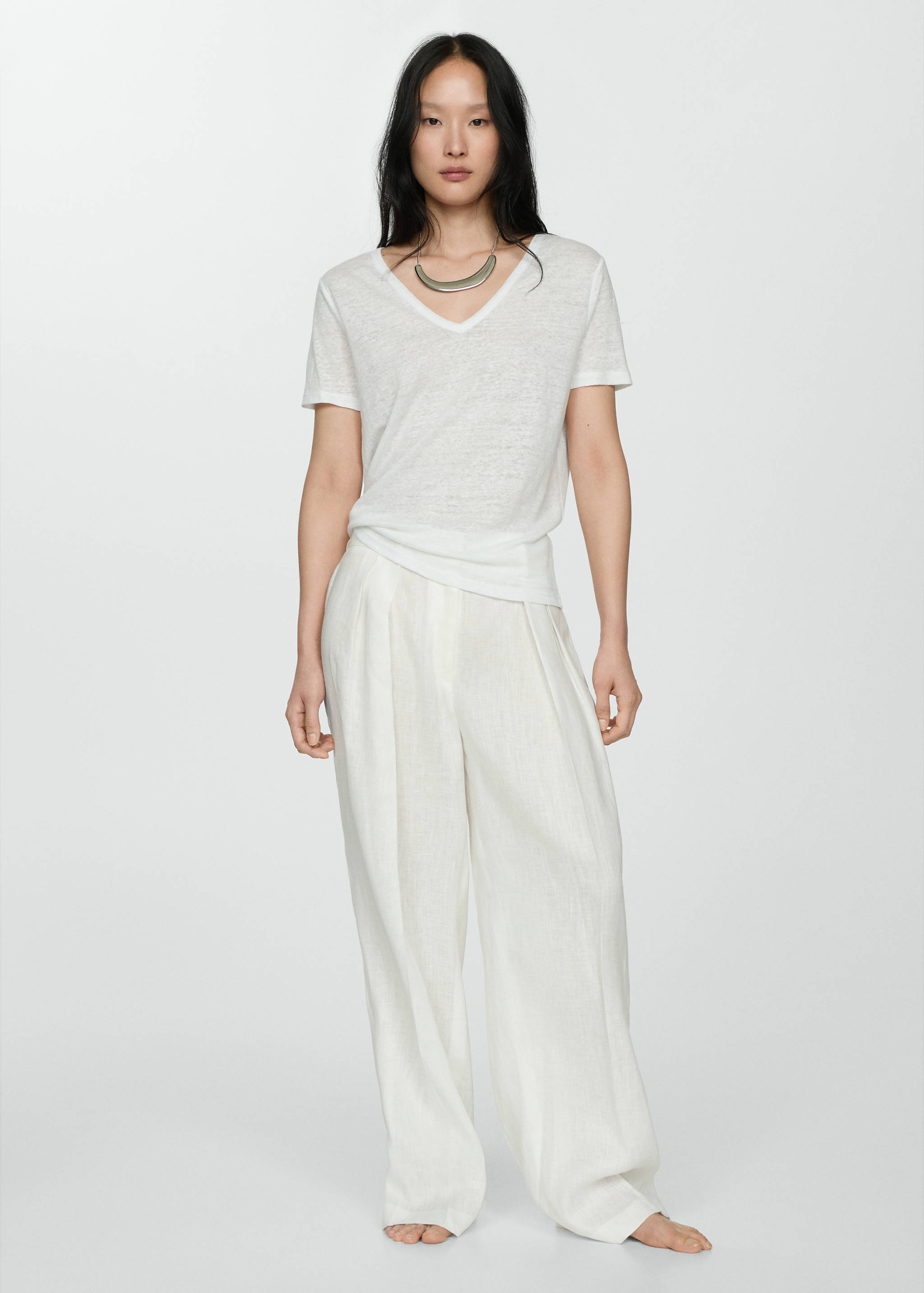 Kurzärmliges Leinen-T-Shirt - Allgemeine Ansicht