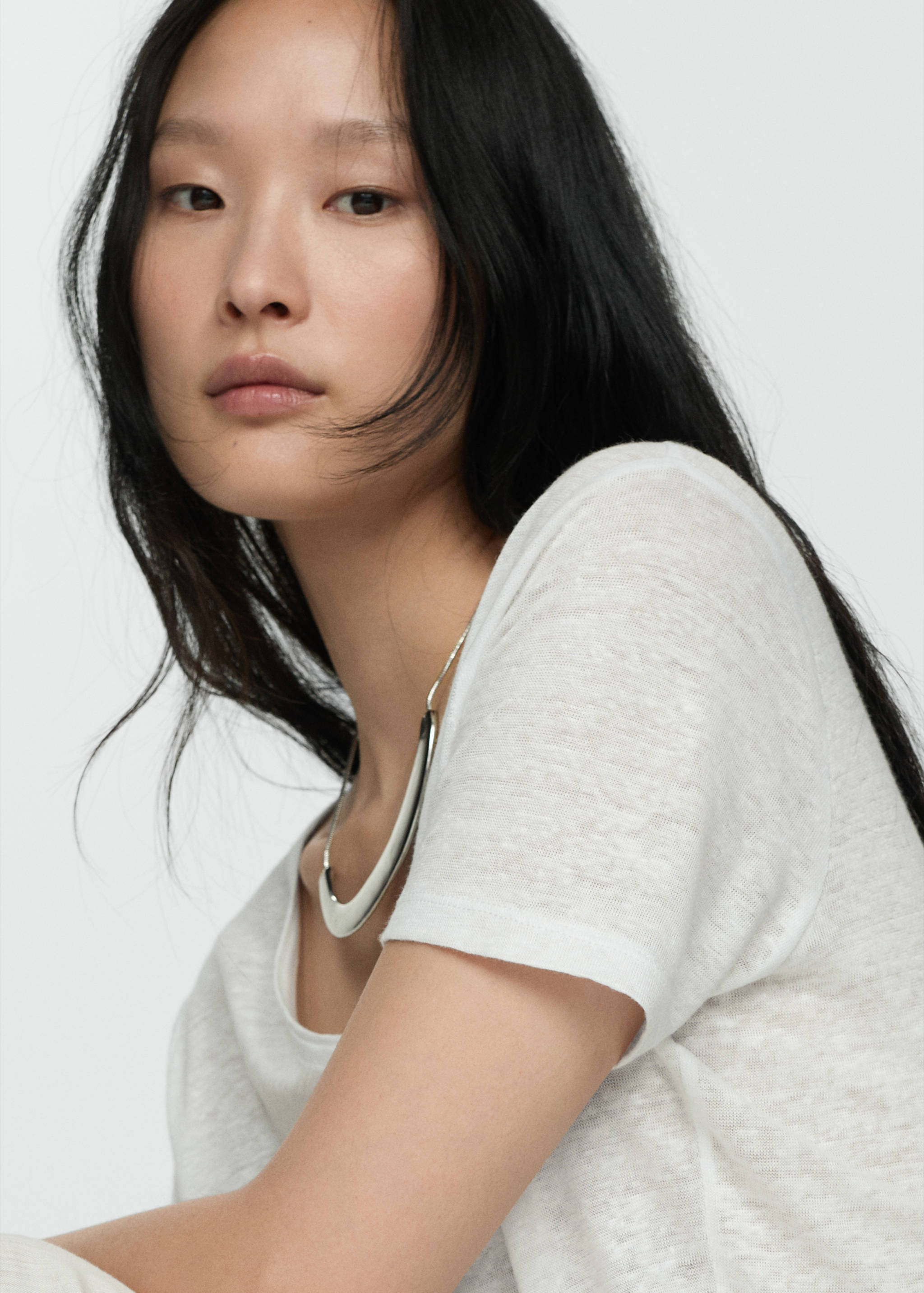 Kurzärmliges Leinen-T-Shirt - Detail des Artikels 1