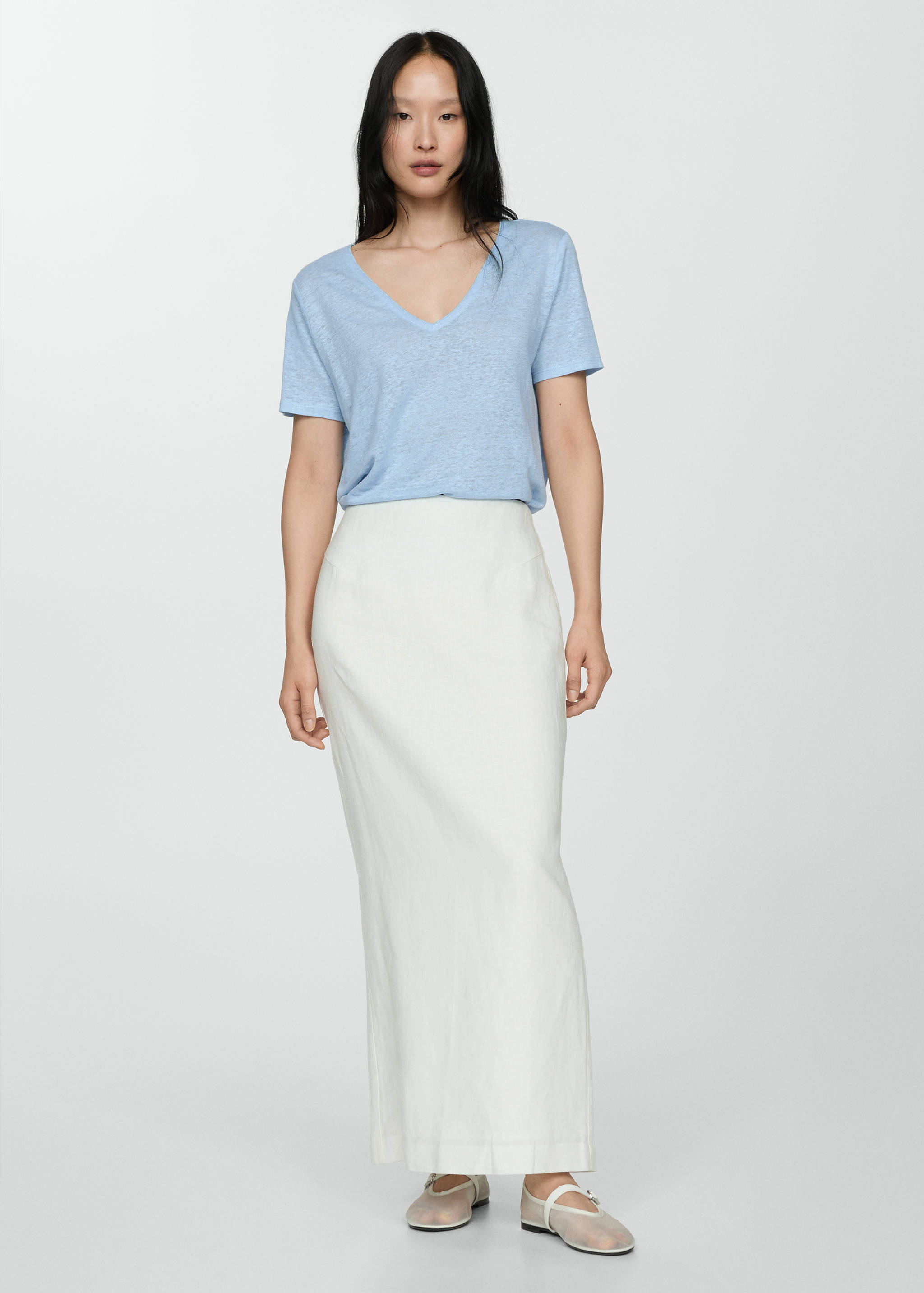 Kurzärmliges Leinen-T-Shirt - Allgemeine Ansicht