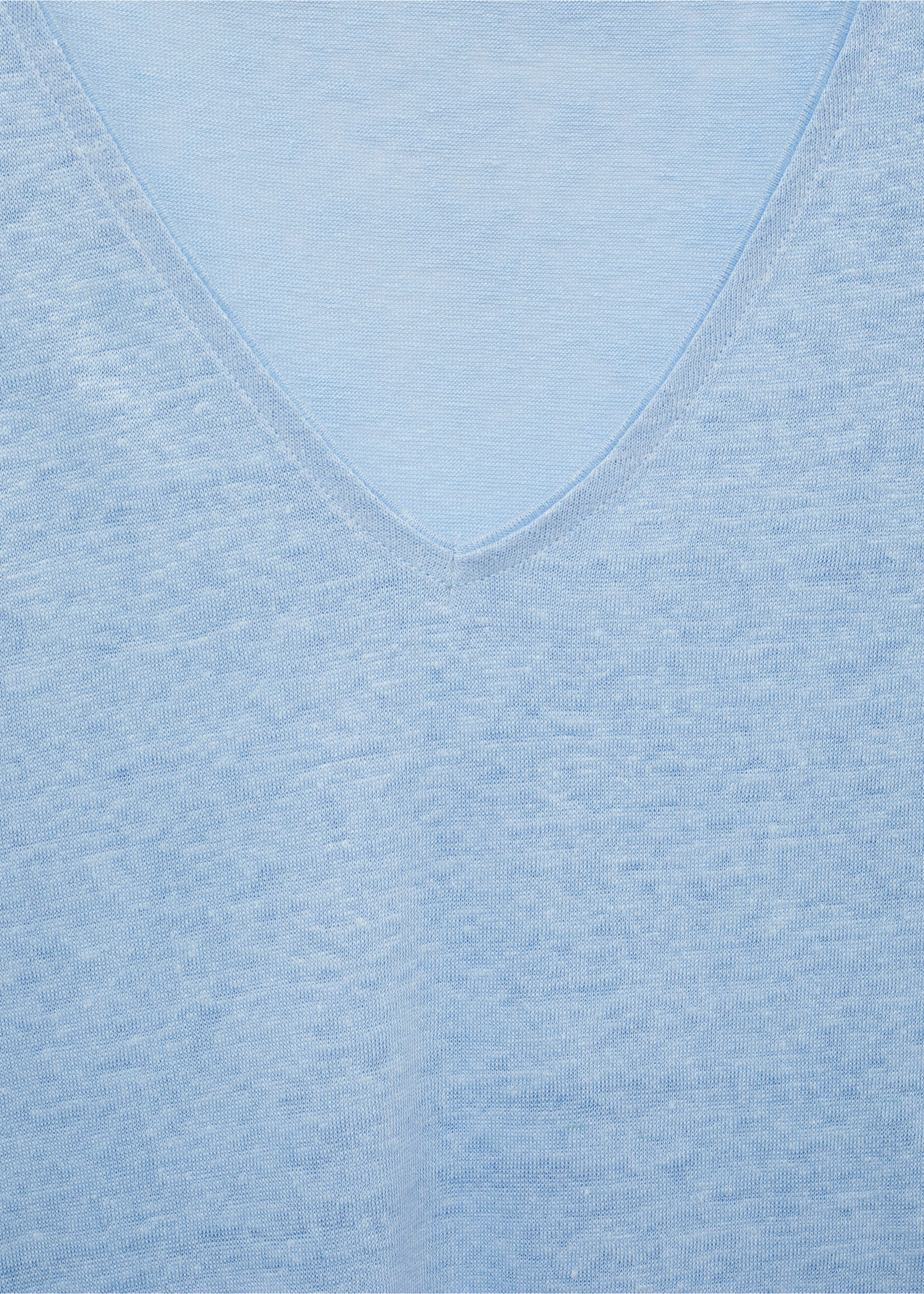 Short-sleeved linen t-shirt - Details of the article 8, Sky Blue. Ref: 77020583-00.