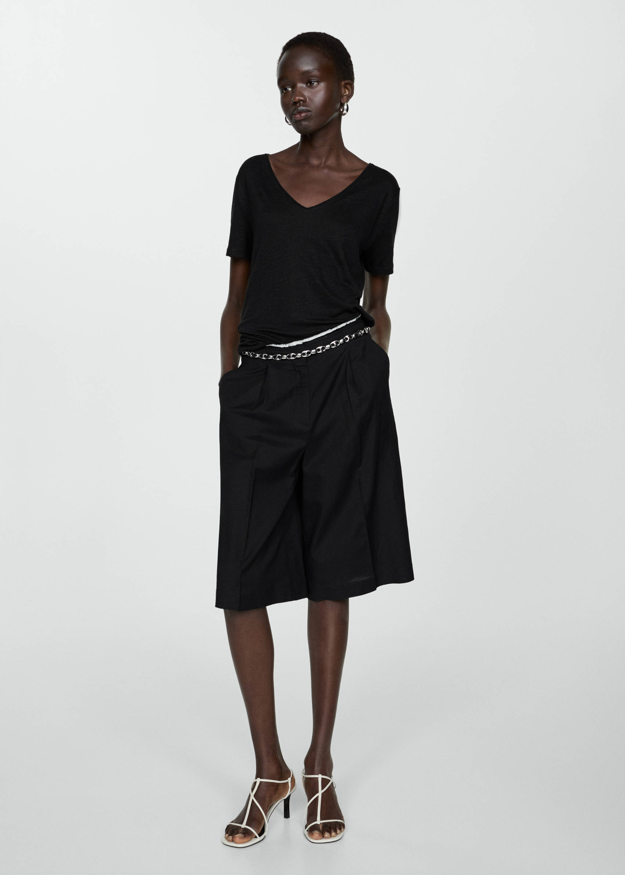 Kurzärmliges Leinen-T-Shirt - Allgemeine Ansicht