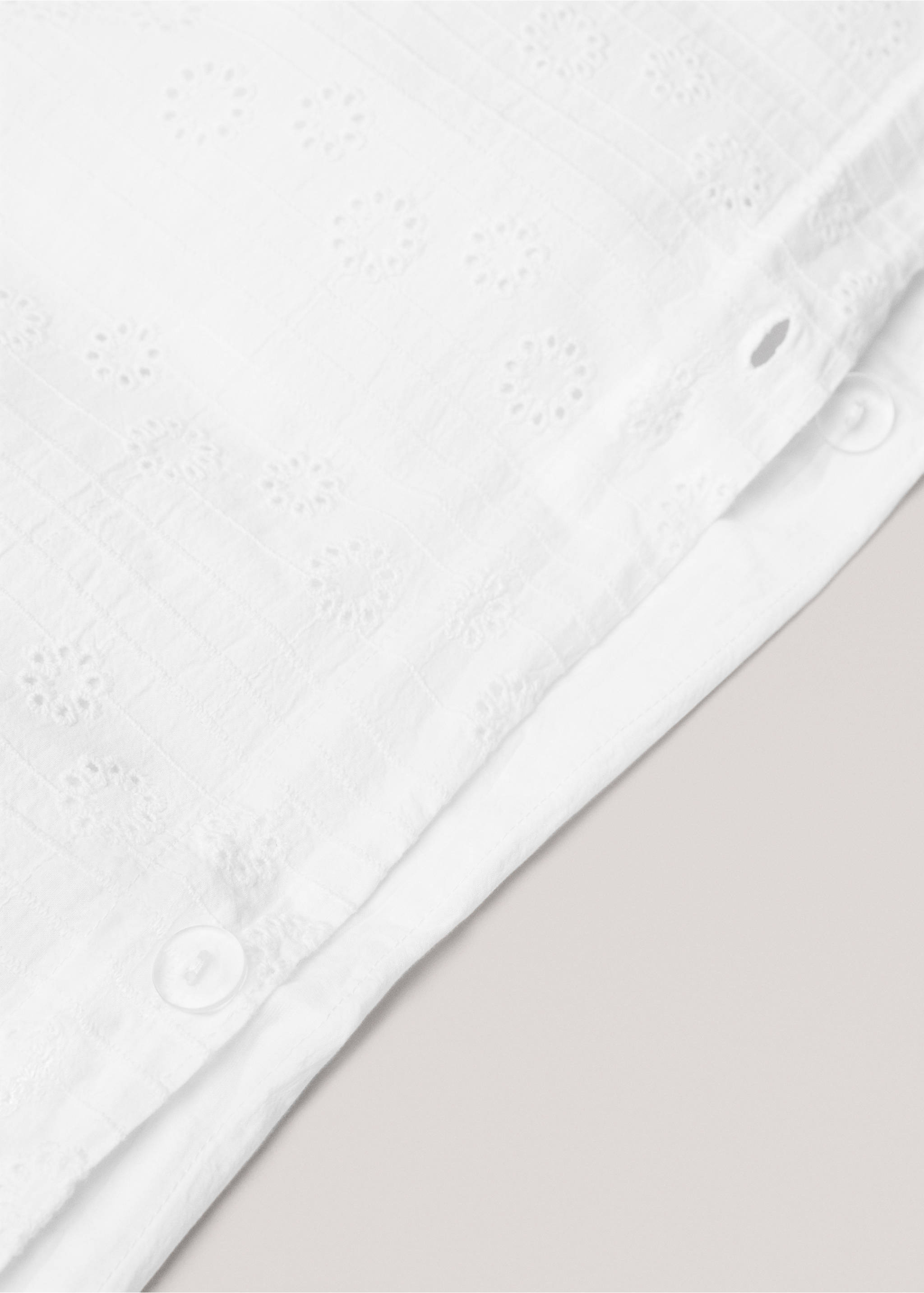 Floral embroidered cotton duvet cover for single bed - Details of the article 1, White. Ref: 77020585-00.