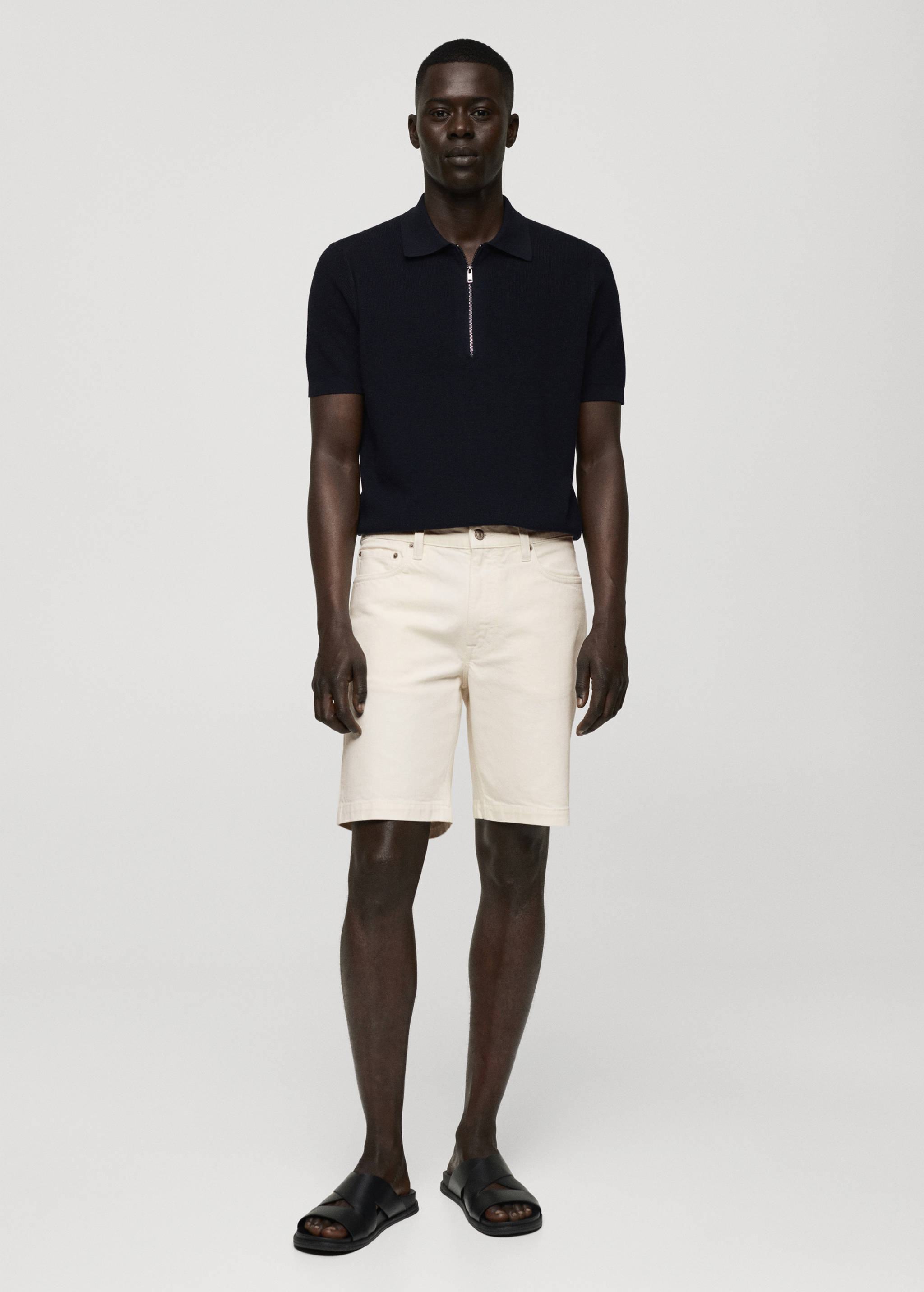 Regular-fit denim bermuda shorts - General plane