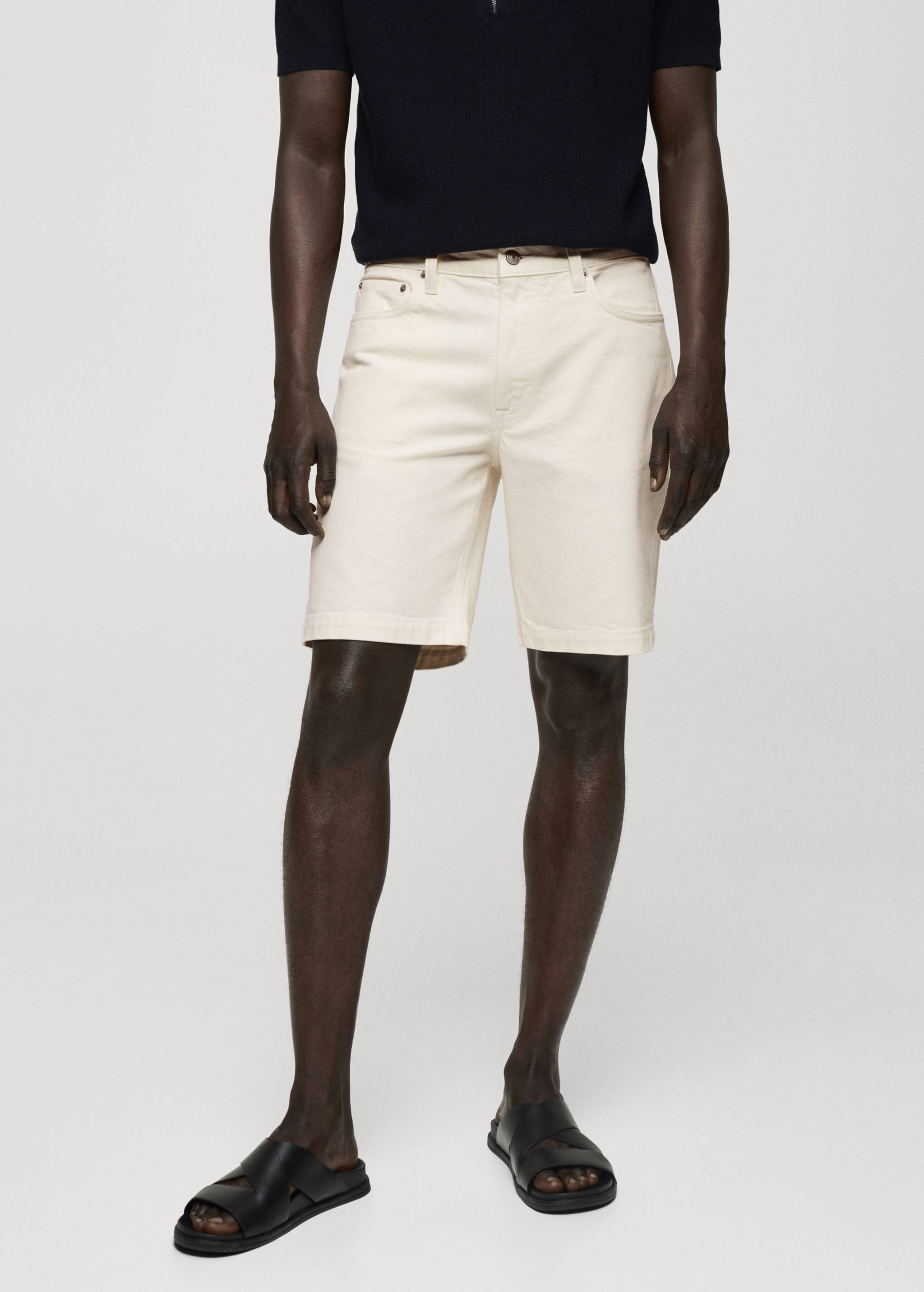 Regular-fit denim bermuda shorts - Medium plane