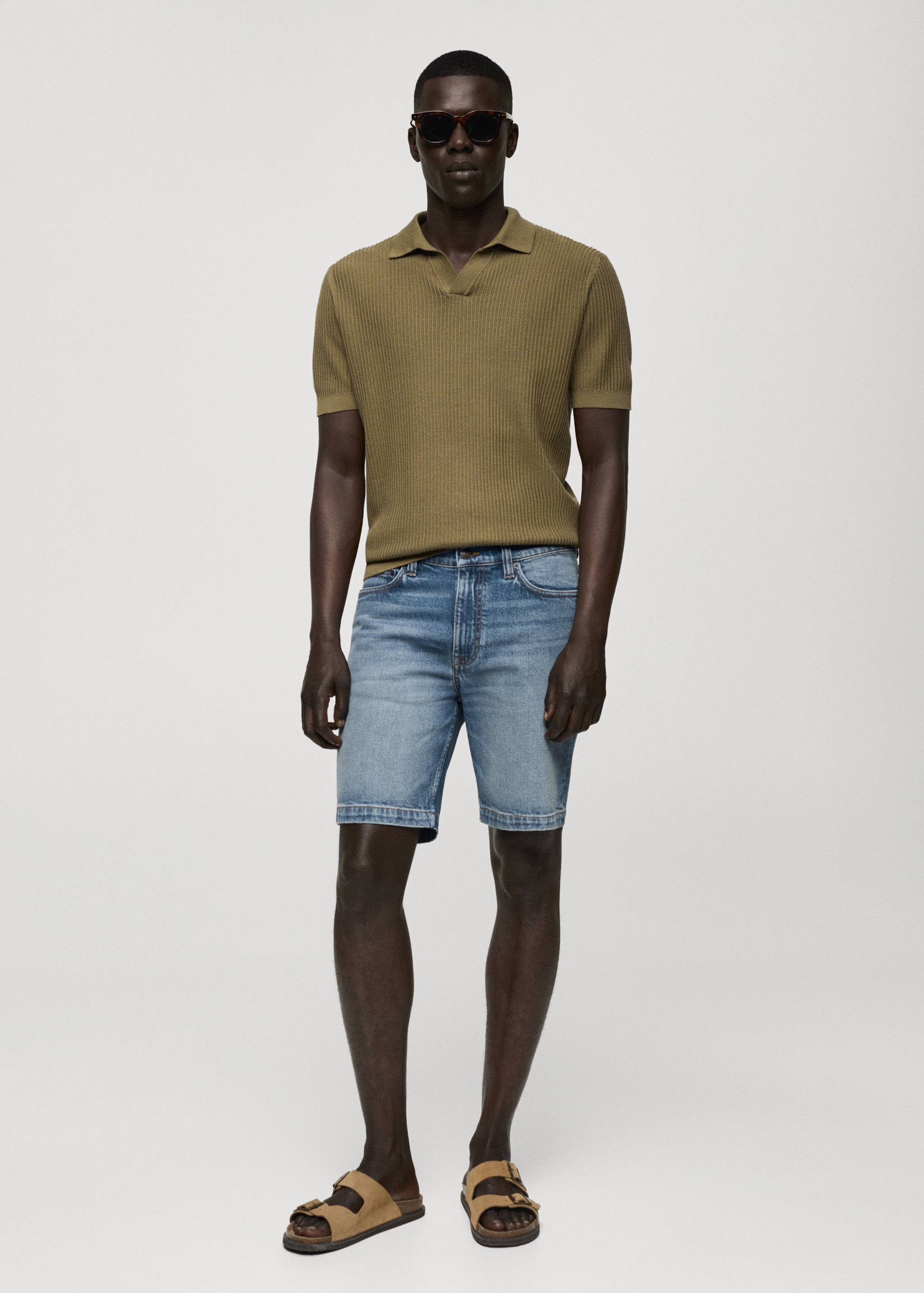 Regular-fit denim bermuda shorts - General plane