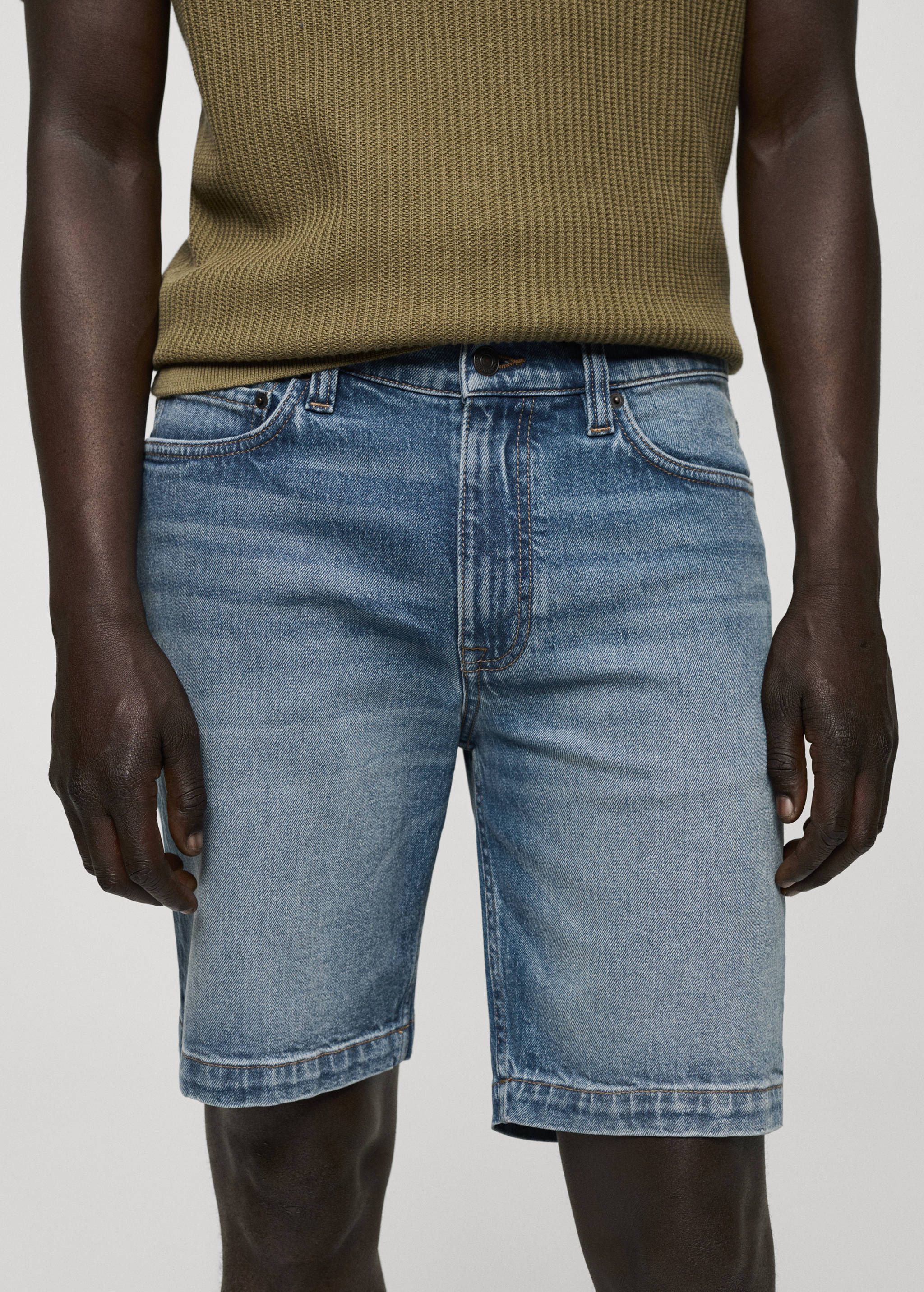 Regular-fit denim bermuda shorts - Details of the article 1