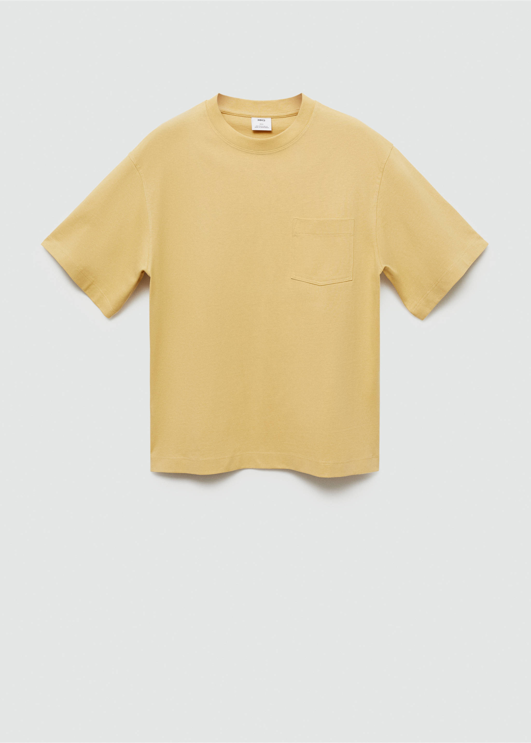 T-Shirt aus 100 % Baumwolle mit Tasche - Artikel ohne Model, Gelb. Ref: 77020608-00.