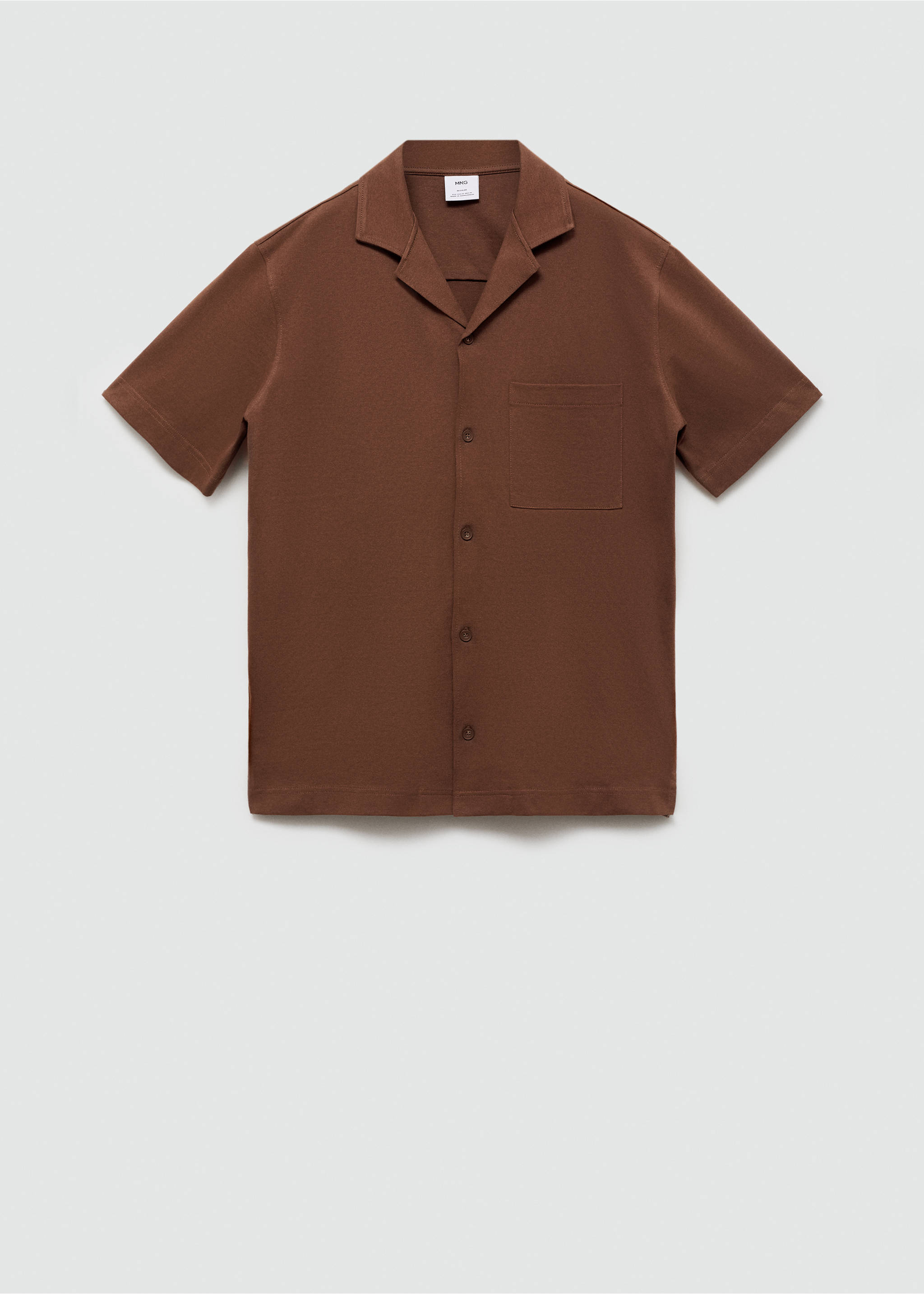 Regular-fit 100% cotton shirt - Article without model, Brown. Ref: 77020609-00.