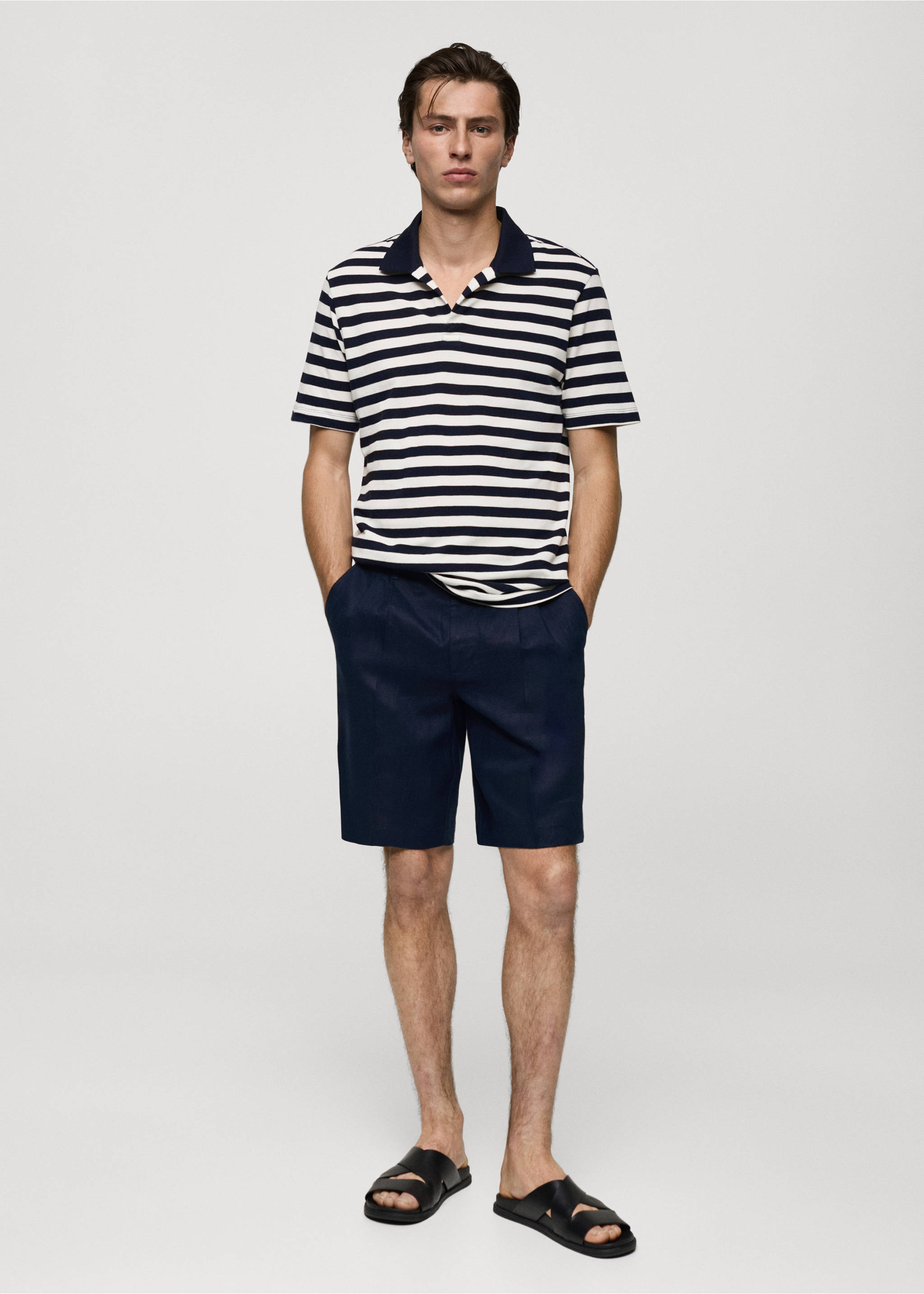 Regular-fit striped piqué cotton polo shirt - General plane, Dark Navy. Ref: 77020610-00.