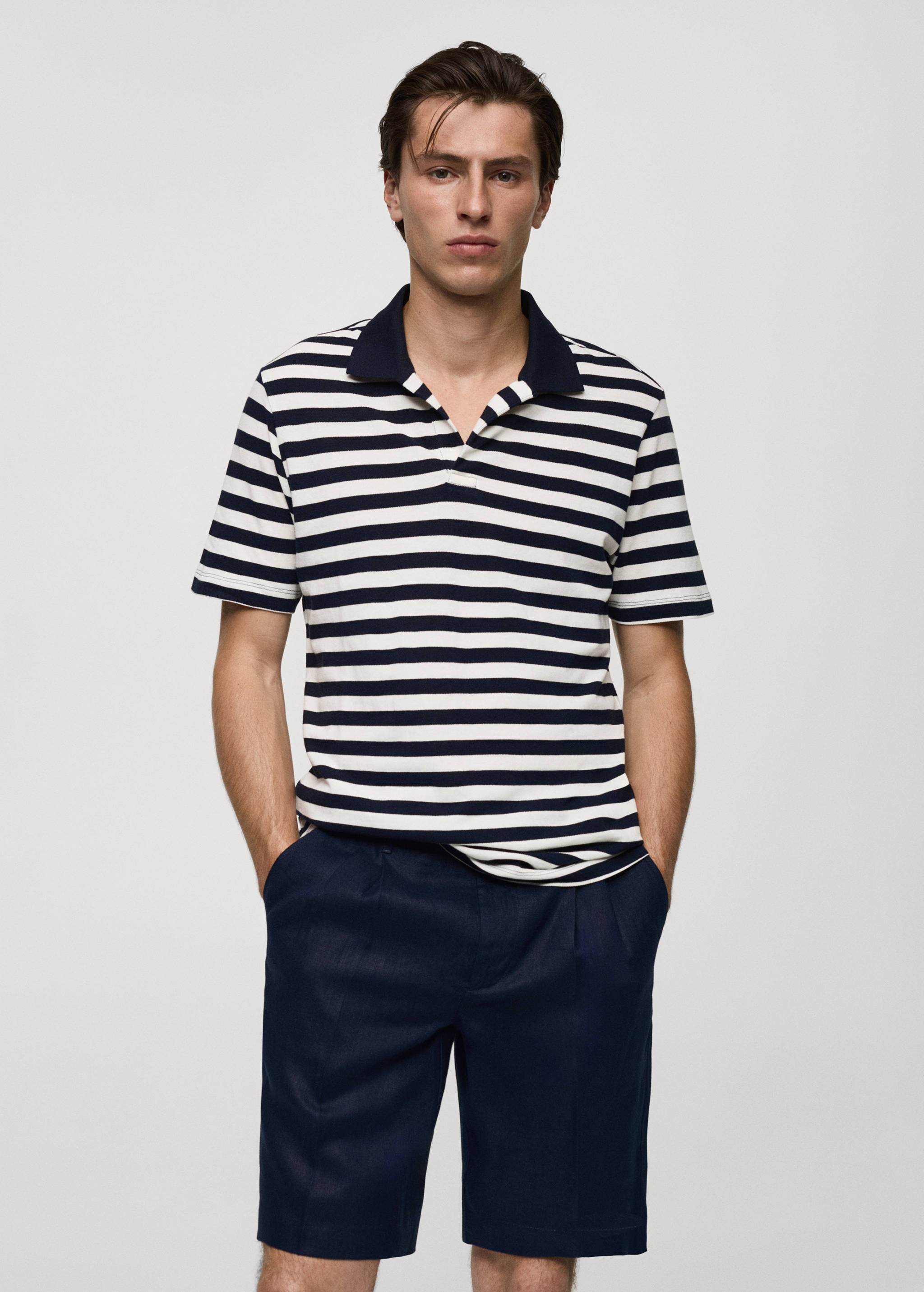 Regular-fit striped piqué cotton polo shirt - Medium plane