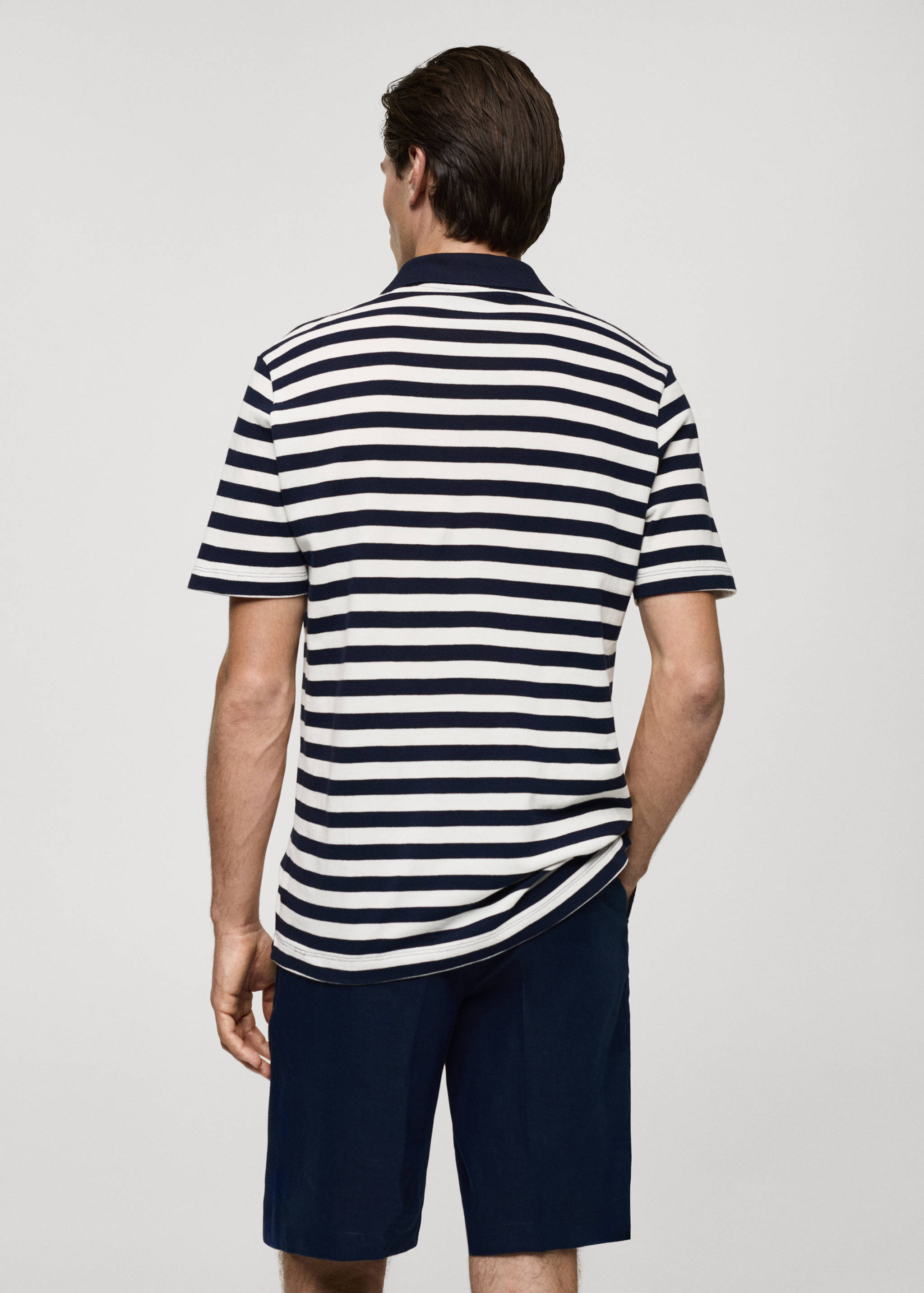 Regular-fit striped piqué cotton polo shirt - Reverse of the article
