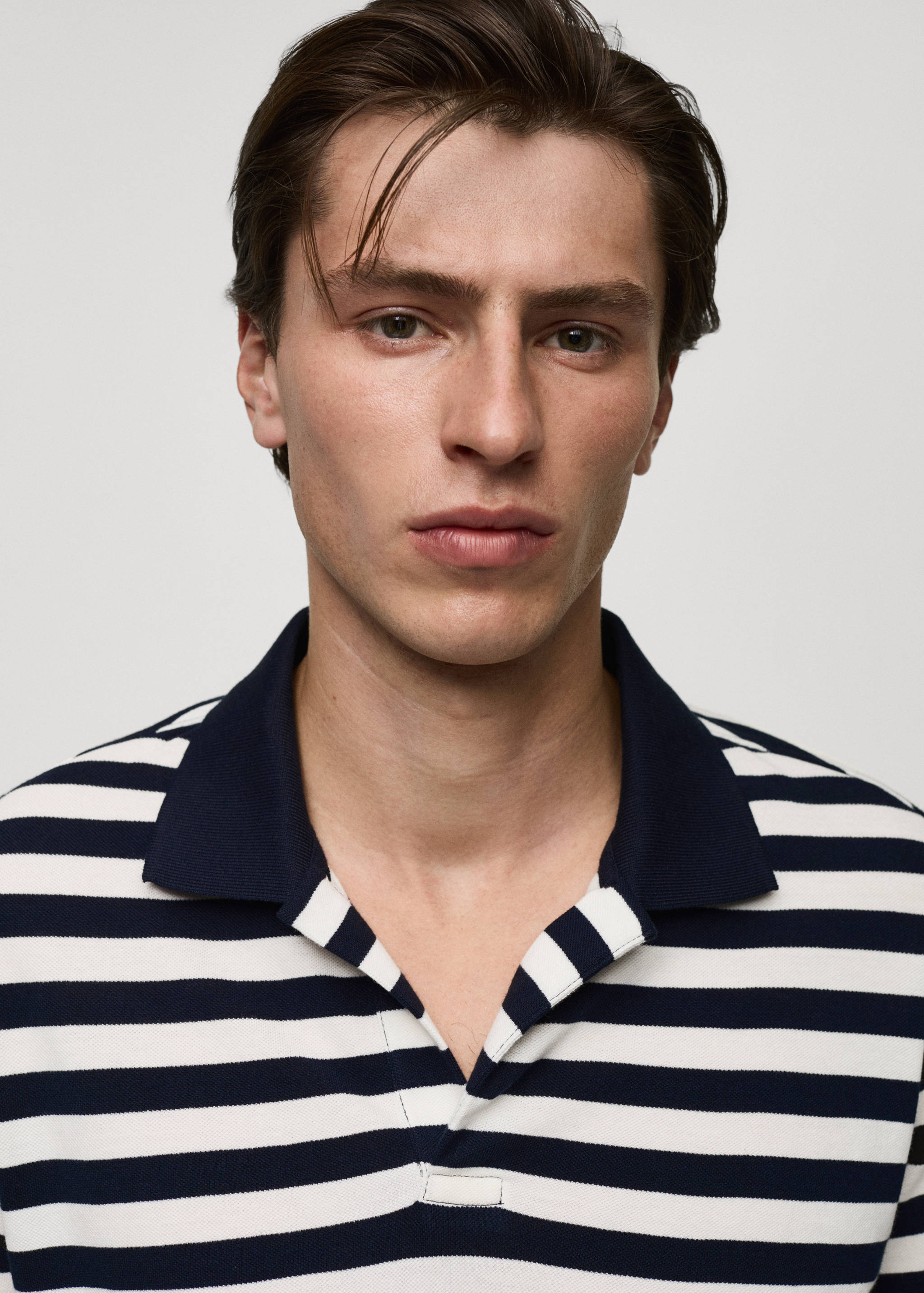 Regular-fit striped piqué cotton polo shirt - Details of the article 1