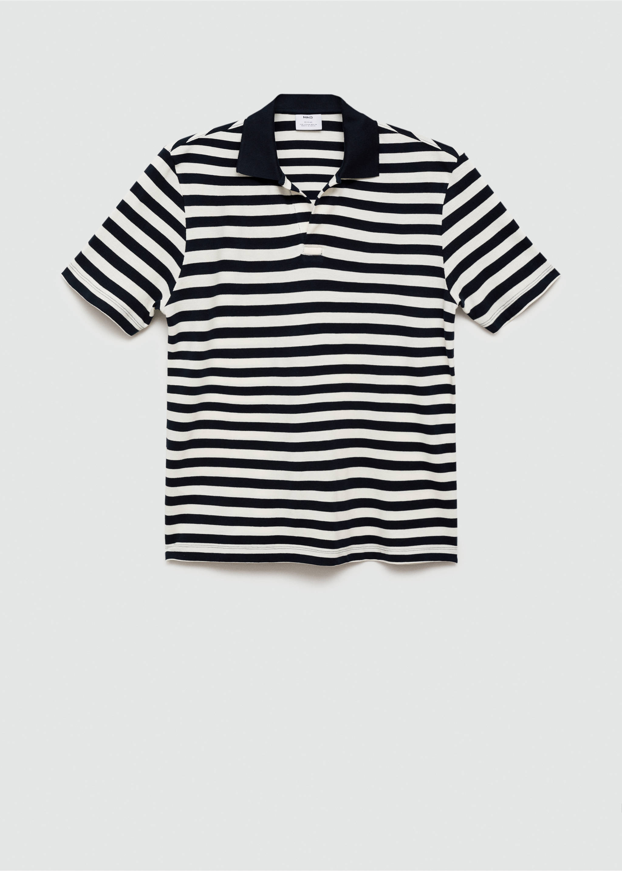 Regular-fit striped piqué cotton polo shirt - Article without model, Dark Navy. Ref: 77020610-00.