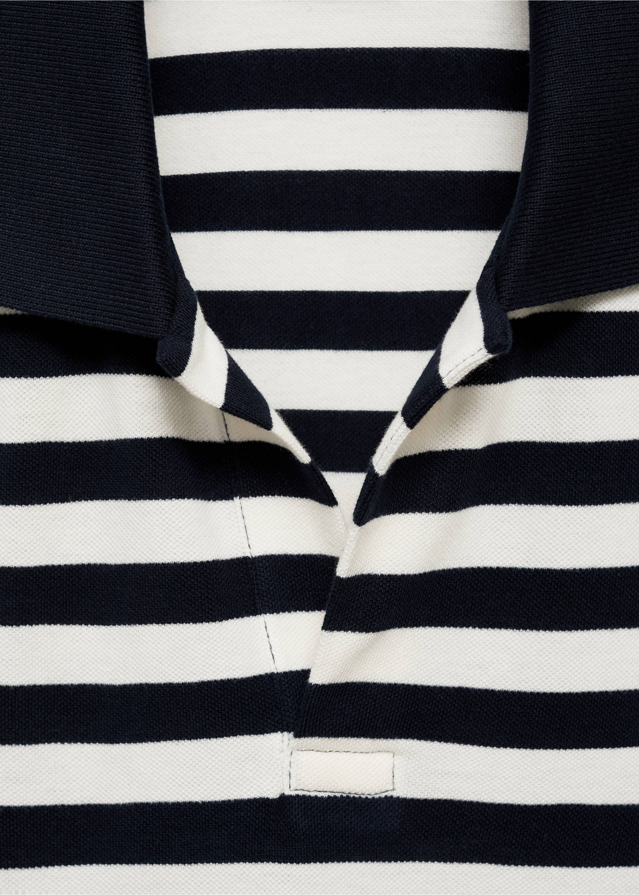 Regular-fit striped piqué cotton polo shirt - Details of the article 8, Dark Navy. Ref: 77020610-00.