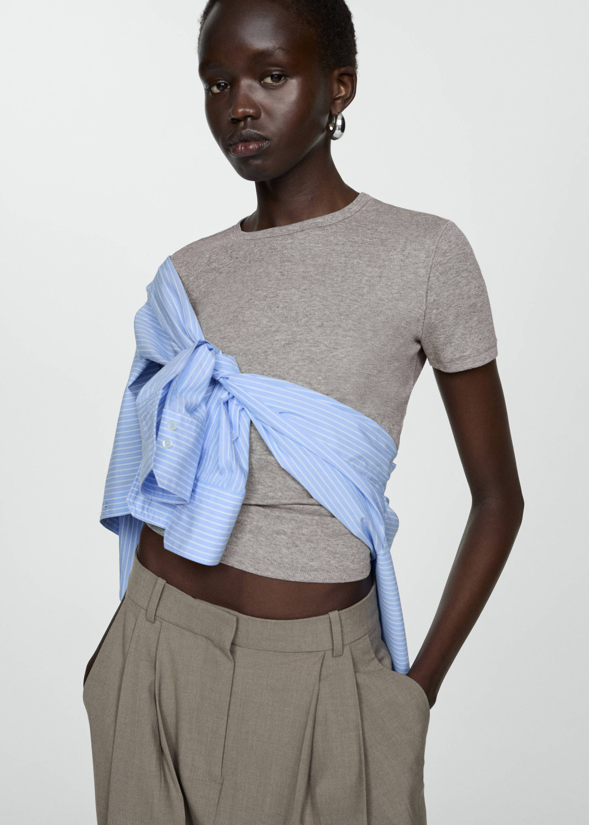 Camiseta manga corta canalé - Plano medio