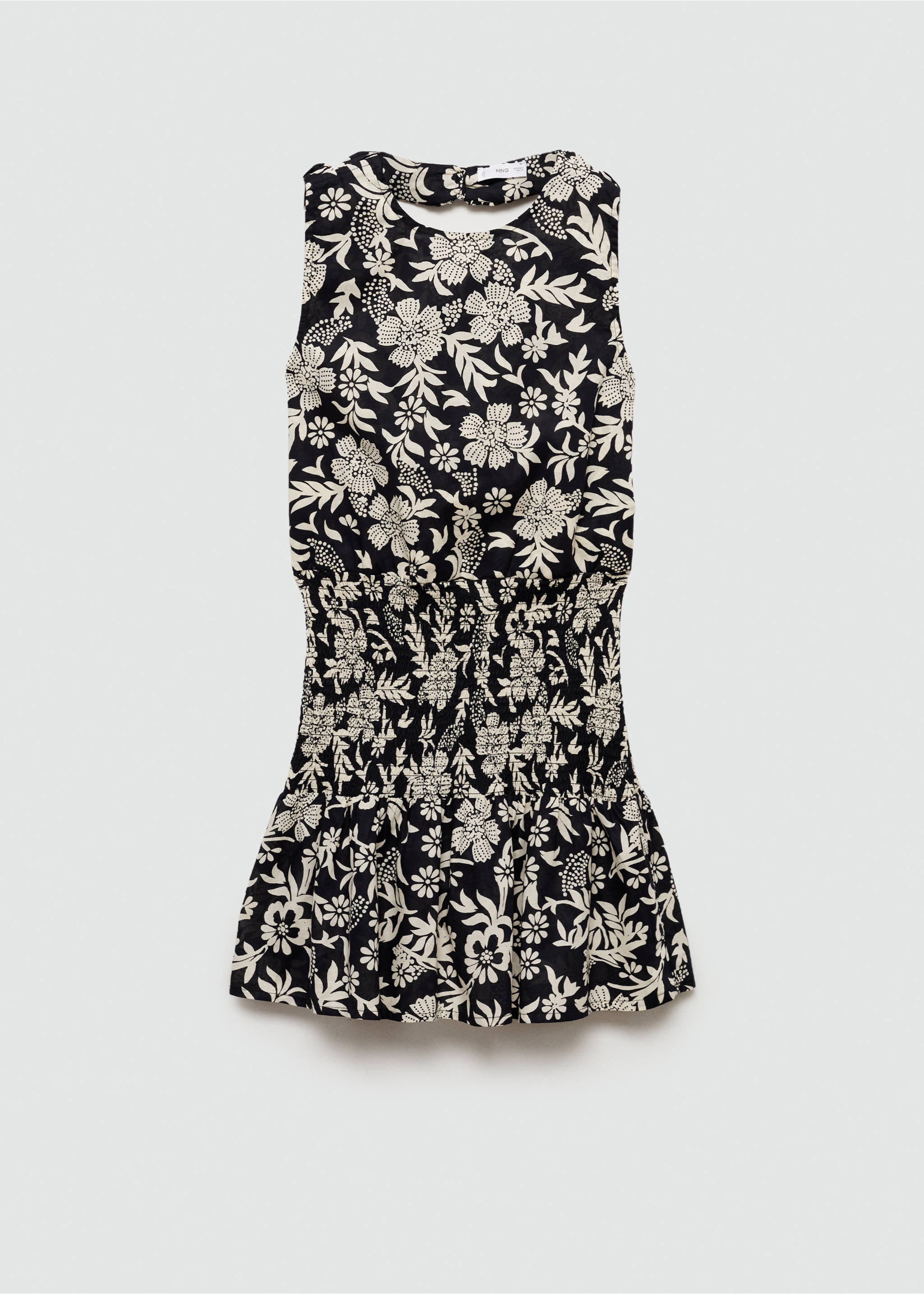 Blumenkleid mit Raffdetails - Artikel ohne Model, Schwarz. Ref: 77020630-00.