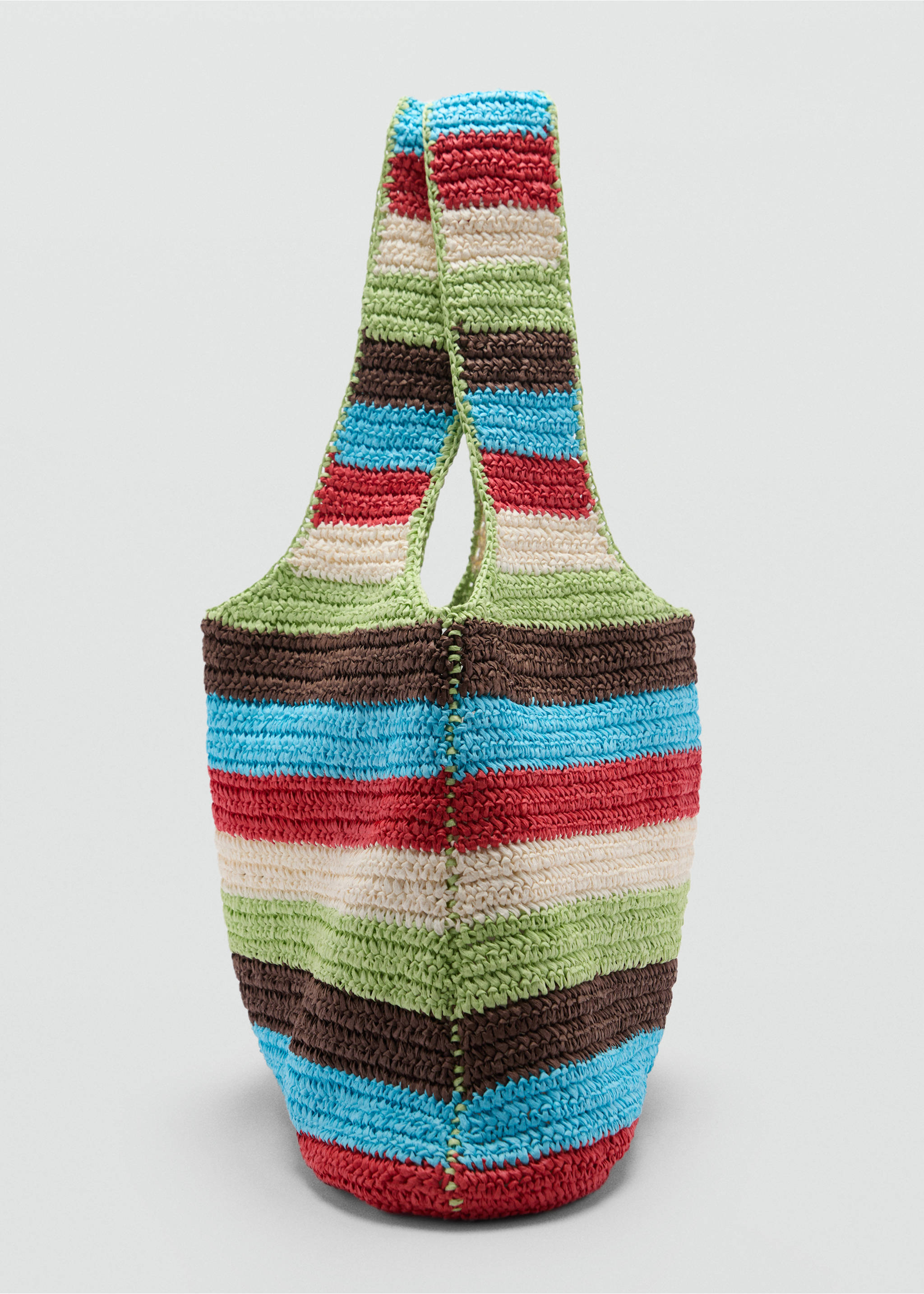 Natural fibre shopper bag - Details of the article 2, Green. Ref: 77020639-00.