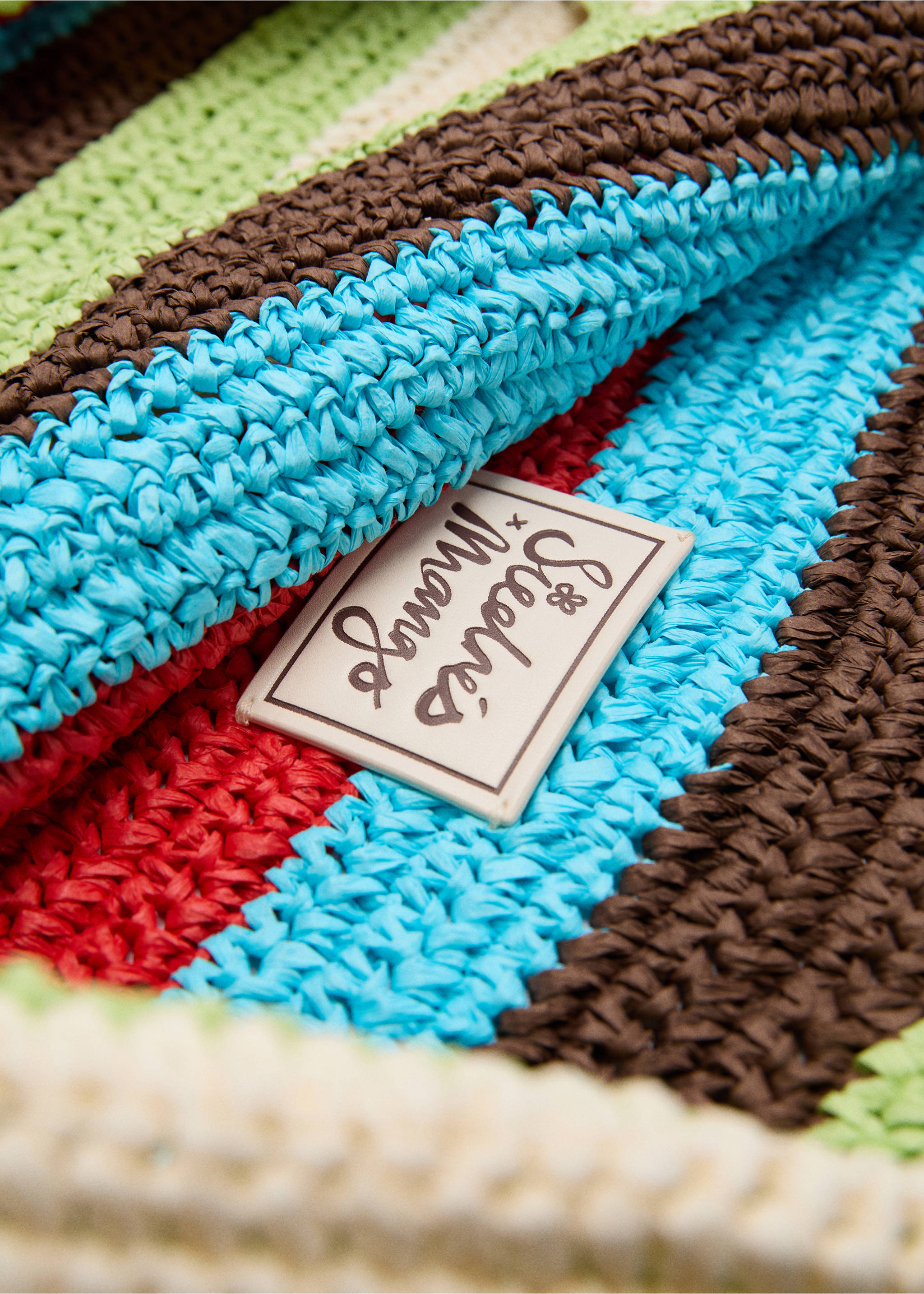 Natural fibre shopper bag - Details of the article 3, Green. Ref: 77020639-00.