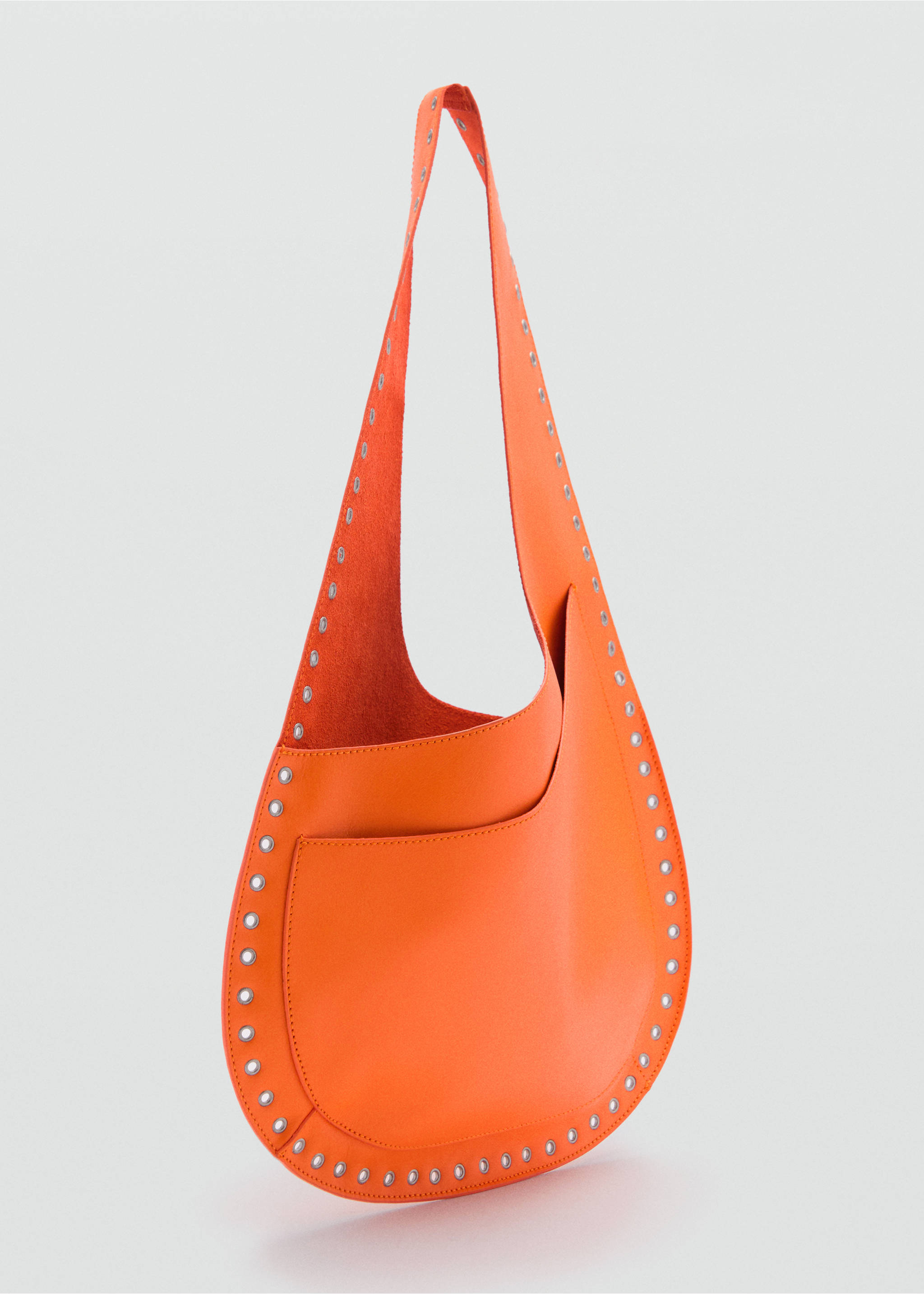 Ledertasche mit Stanzmotiven - Mittlere Ansicht, Orange. Ref: 77020640-00.