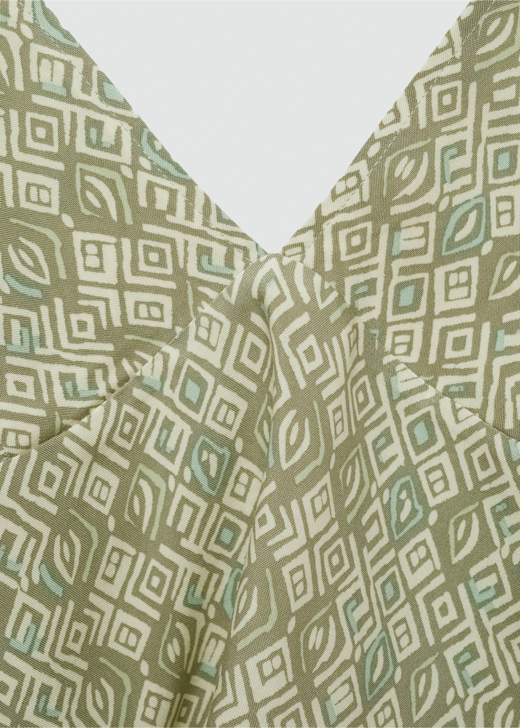Printed ruffle top - Details of the article 0, Green. Ref: 77020644-00.