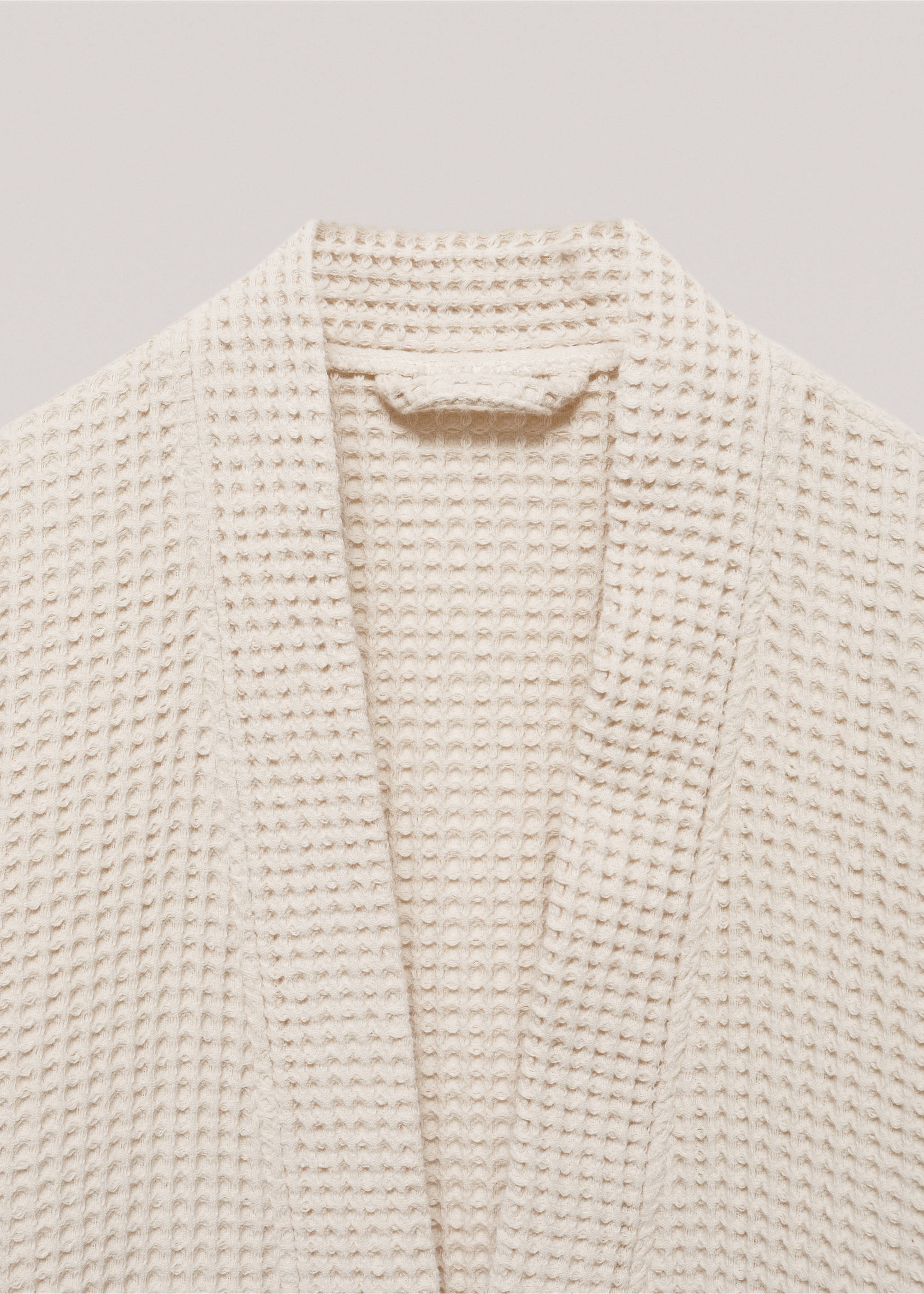 Morgenmantel aus 100 % Baumwolle in Waffel-Optik - Detail des Artikels 1, Beige. Ref: 77020646-00.