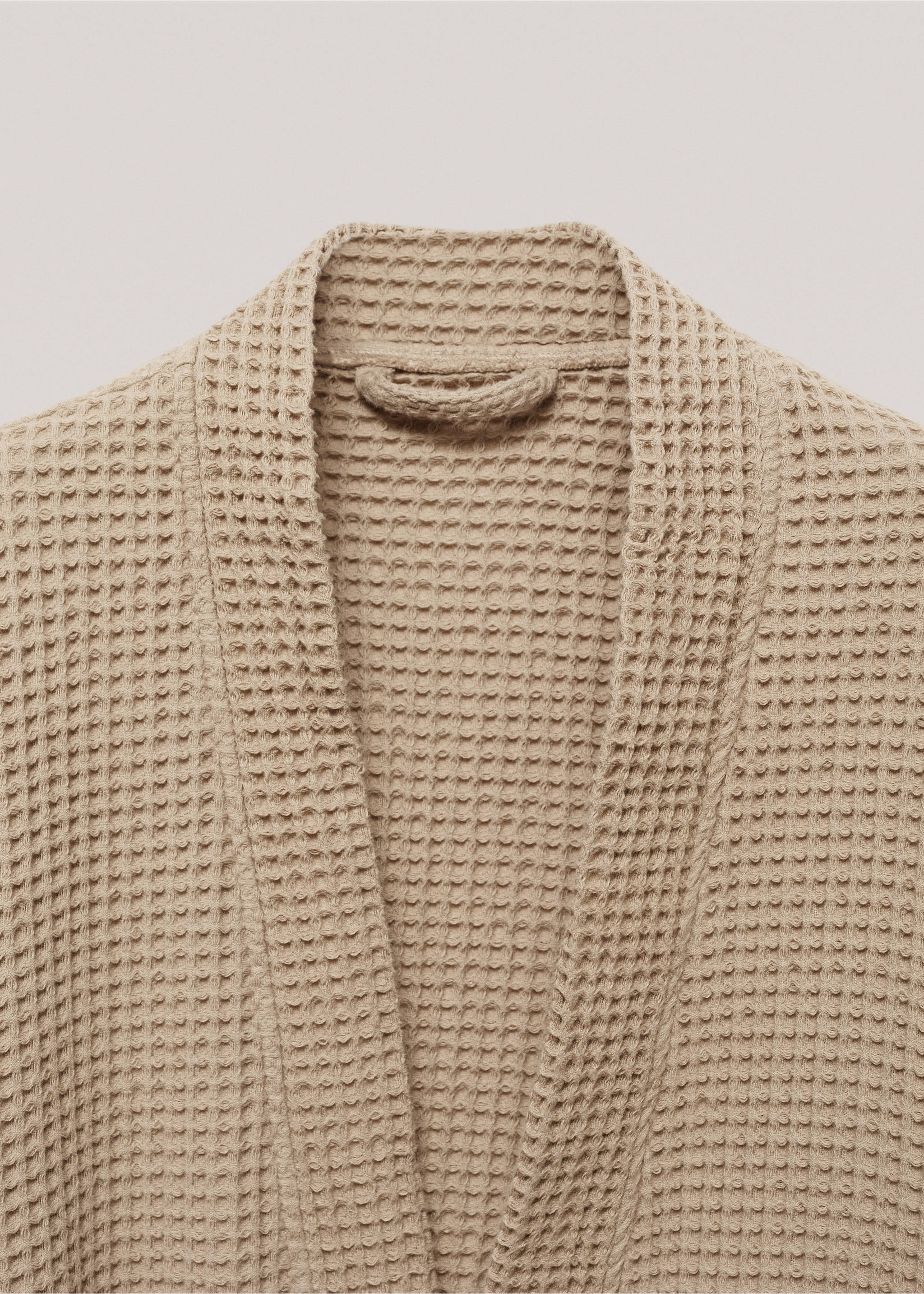 100% cotton waffle bathrobe - Details of the article 1, Brown. Ref: 77020646-00.