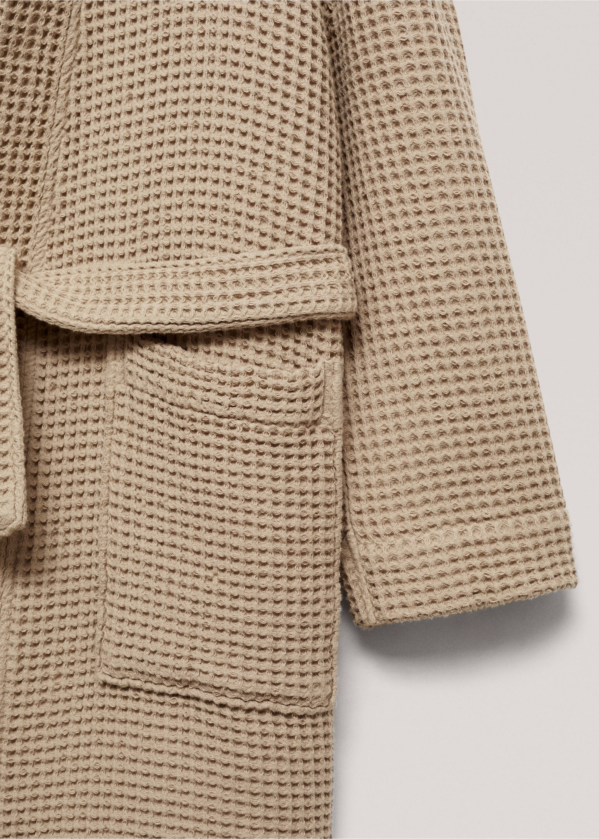 100% cotton waffle bathrobe - Details of the article 2, Brown. Ref: 77020646-00.