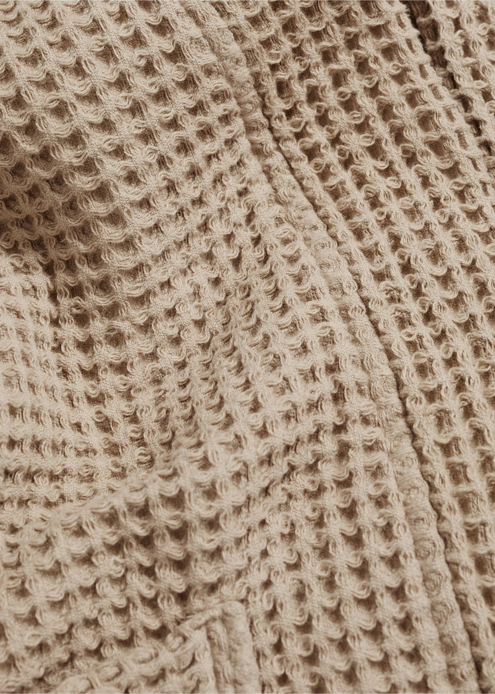 100% cotton waffle bathrobe - Details of the article 3, Brown. Ref: 77020646-00.