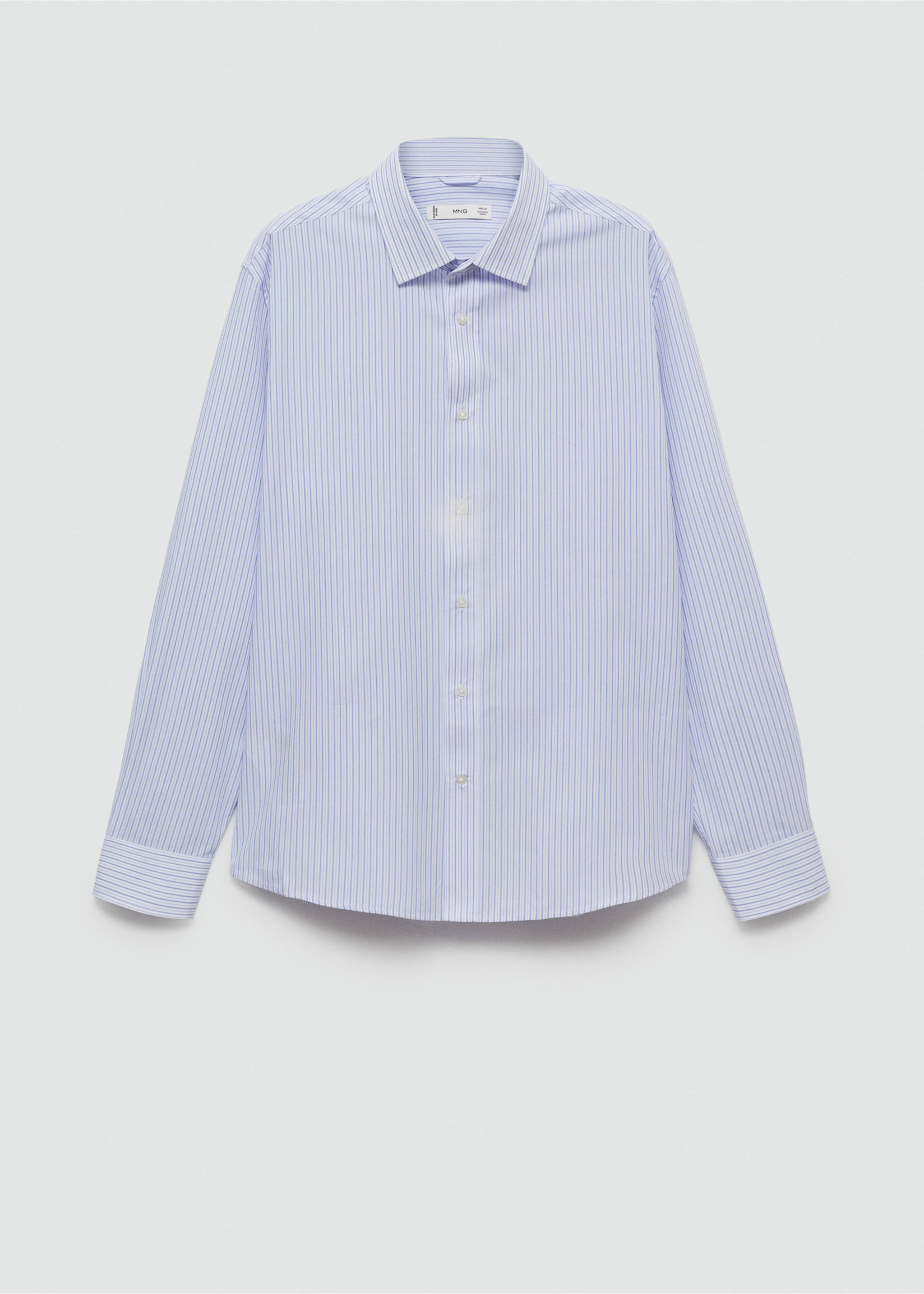 Regular-fit striped 100% cotton shirt - Article without model, Blue. Ref: 77022537-00.