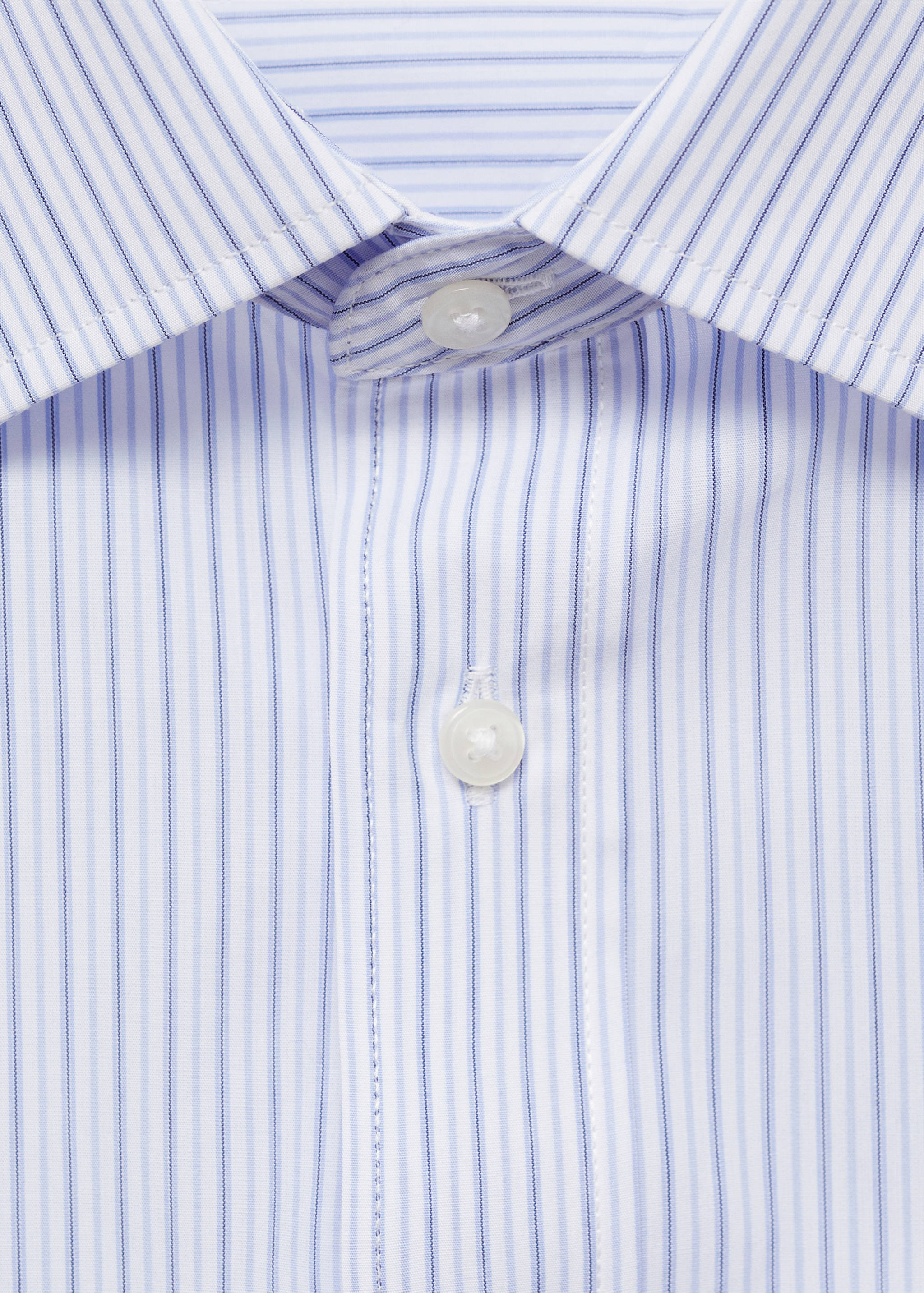 Regular-fit striped 100% cotton shirt - Details of the article 8, Blue. Ref: 77022537-00.