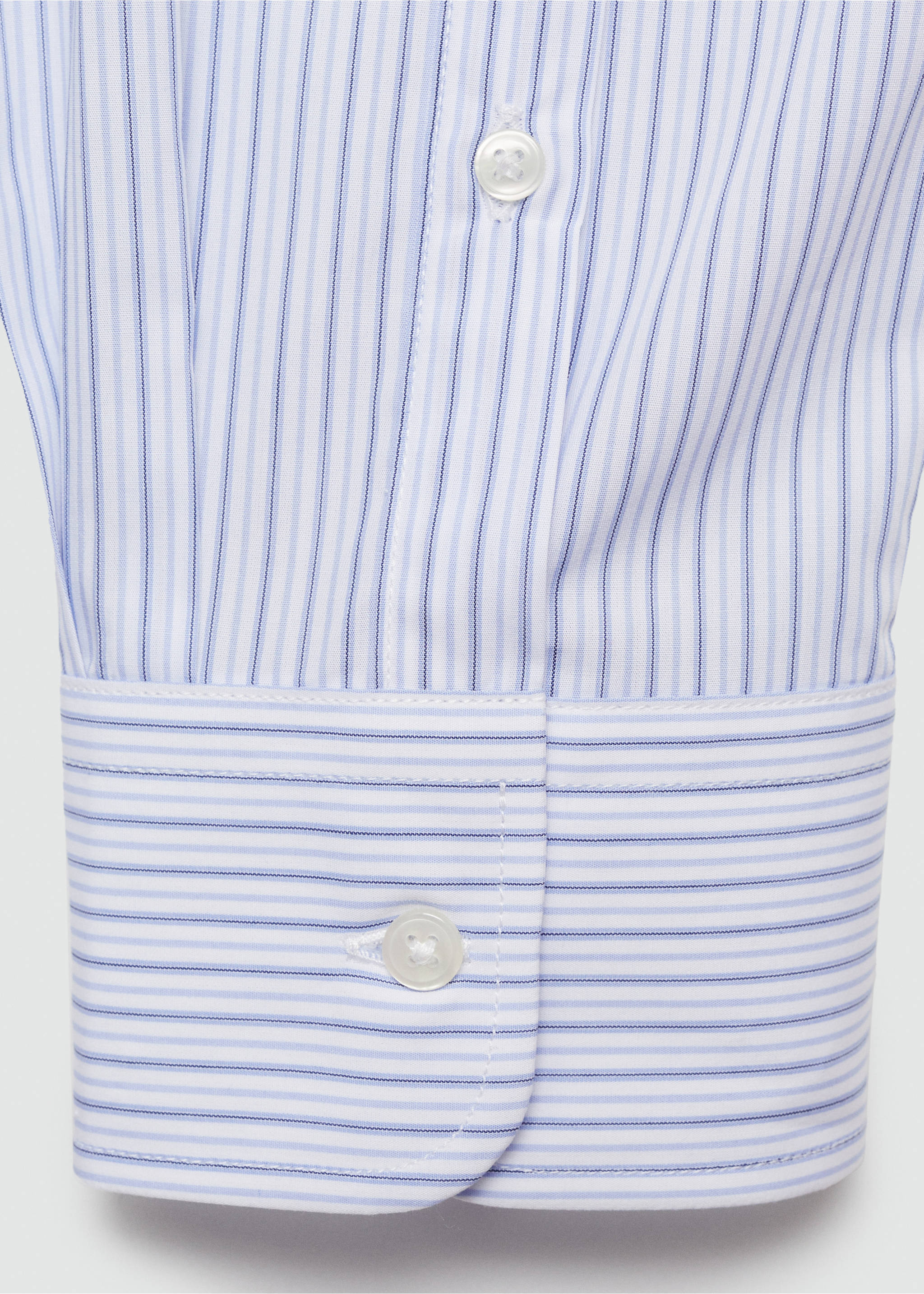 Regular-fit striped 100% cotton shirt - Details of the article 0, Blue. Ref: 77022537-00.